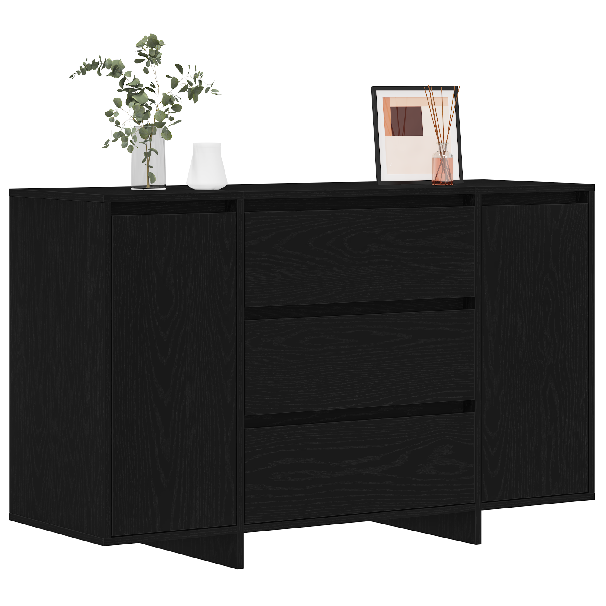 Comodă Negru Stejar 120x41x75 cm Lemn prelucrat GartenMobel Dekor