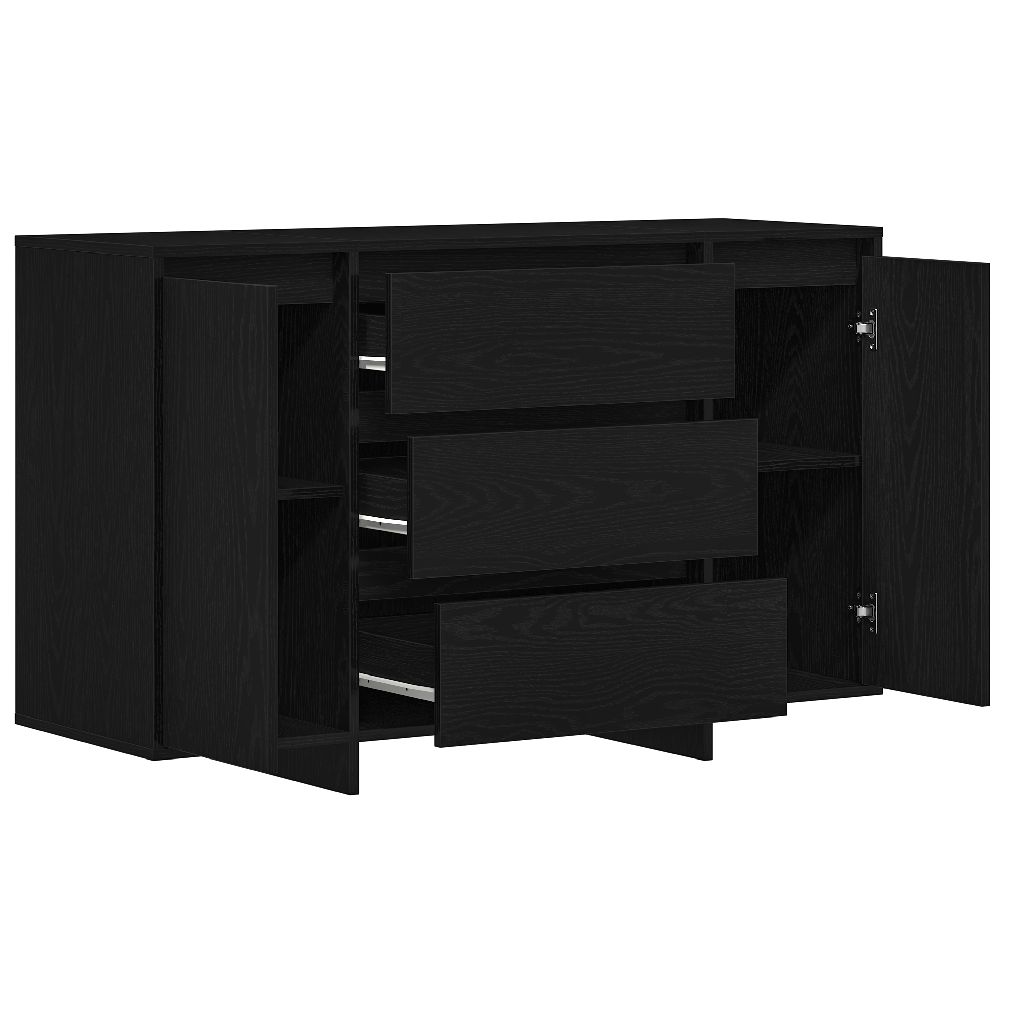 Comodă Negru Stejar 120x41x75 cm Lemn prelucrat GartenMobel Dekor