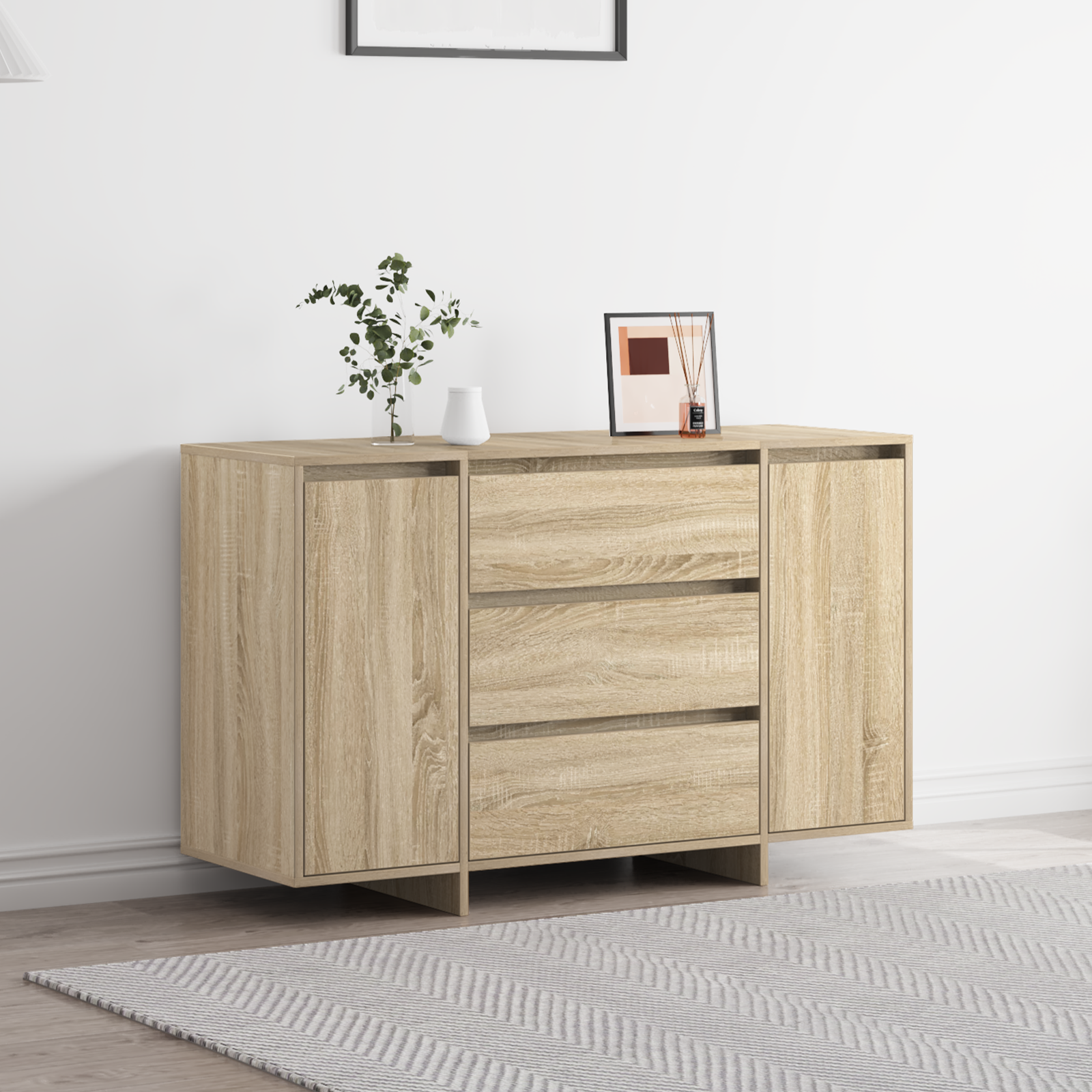 Dulap Sideboard Sonoma Oak 120x41x75 cm Din Lemn Compus GartenMobel Dekor