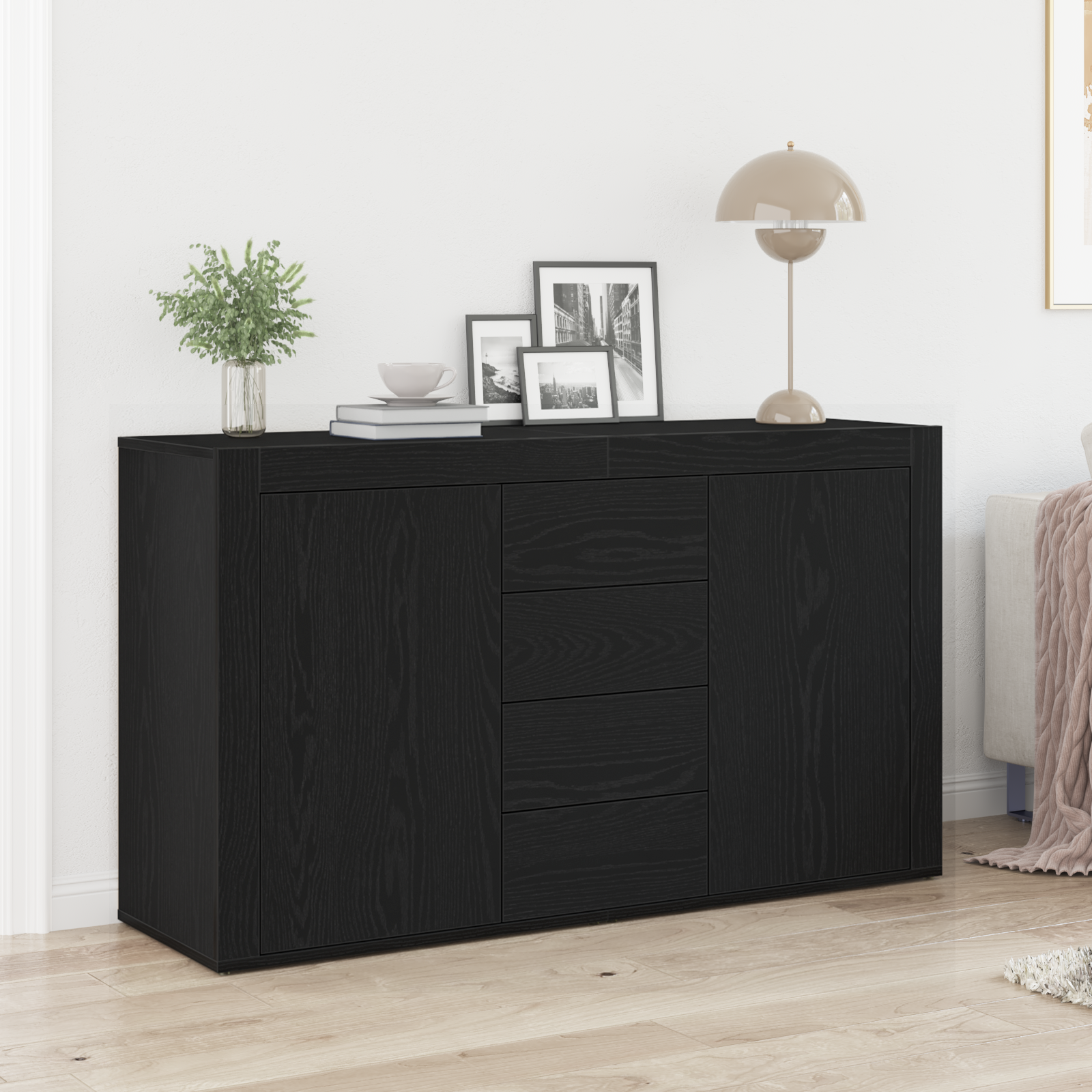 Sideboard Stejar negru Lemn prelucrat 120 x 36 x 69 cm Depozitare GartenMobel Dekor