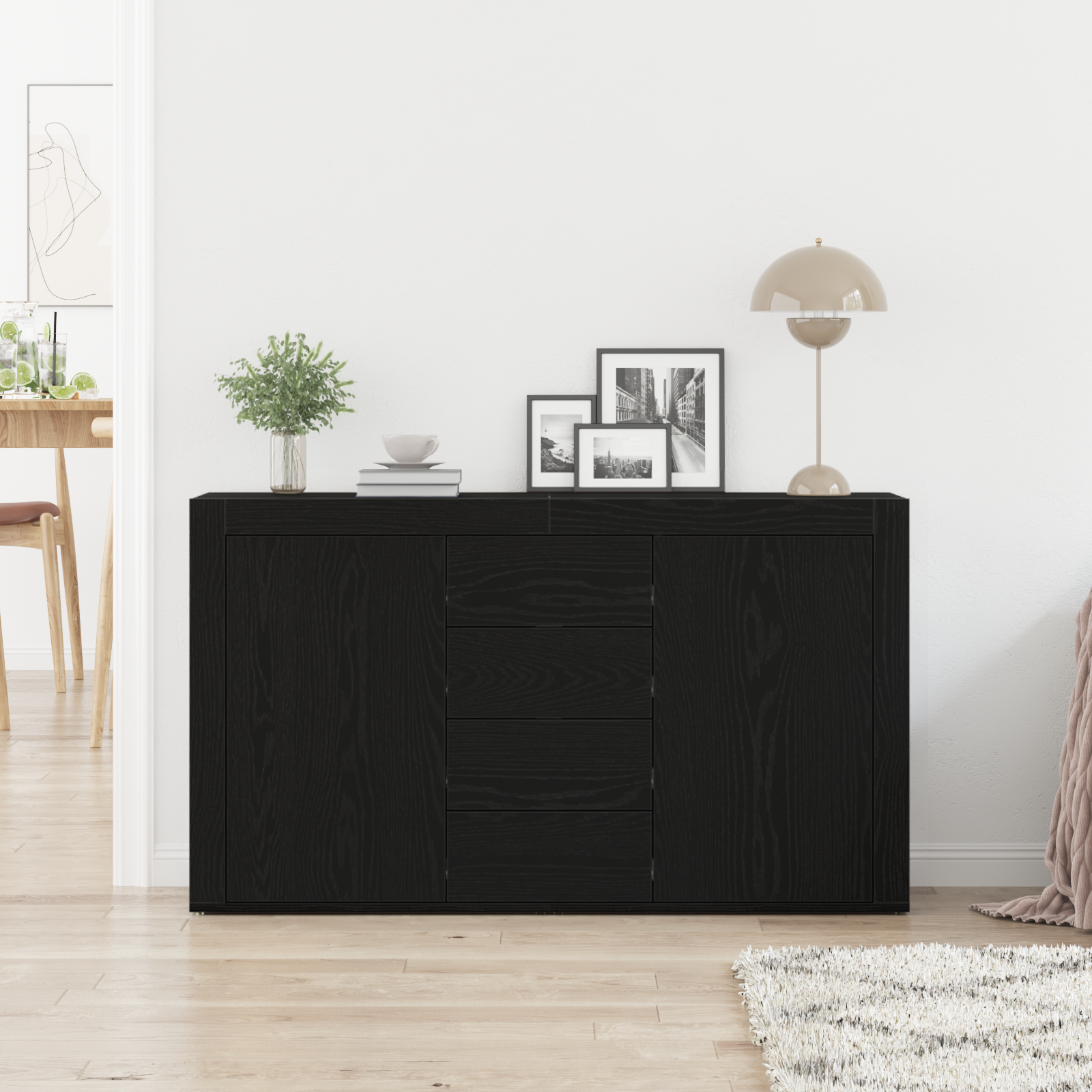Sideboard Stejar negru Lemn prelucrat 120 x 36 x 69 cm Depozitare GartenMobel Dekor