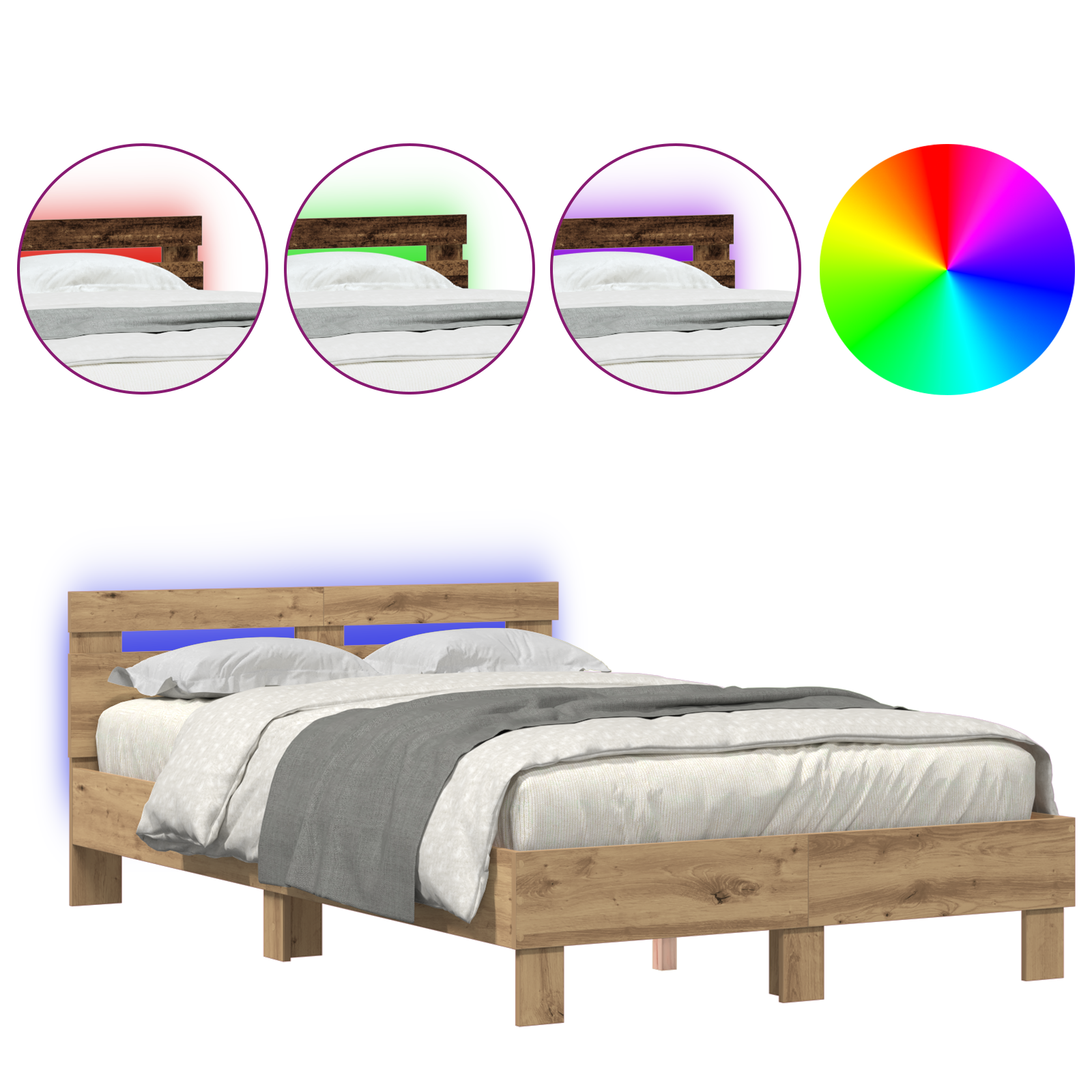 Cadru de pat din lemn Stejar handmade Lemn solid de stejar GartenMobel Dekor