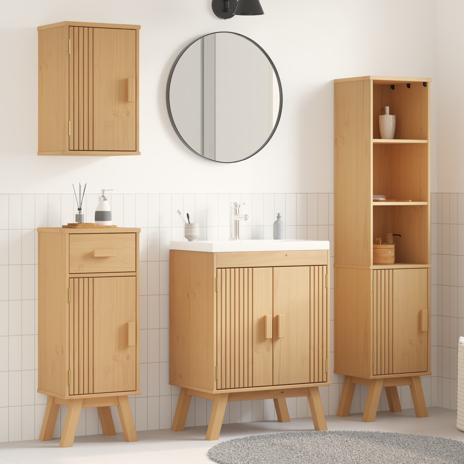 Set baie  4 piese din lemn masiv de pin GartenMobel Dekor