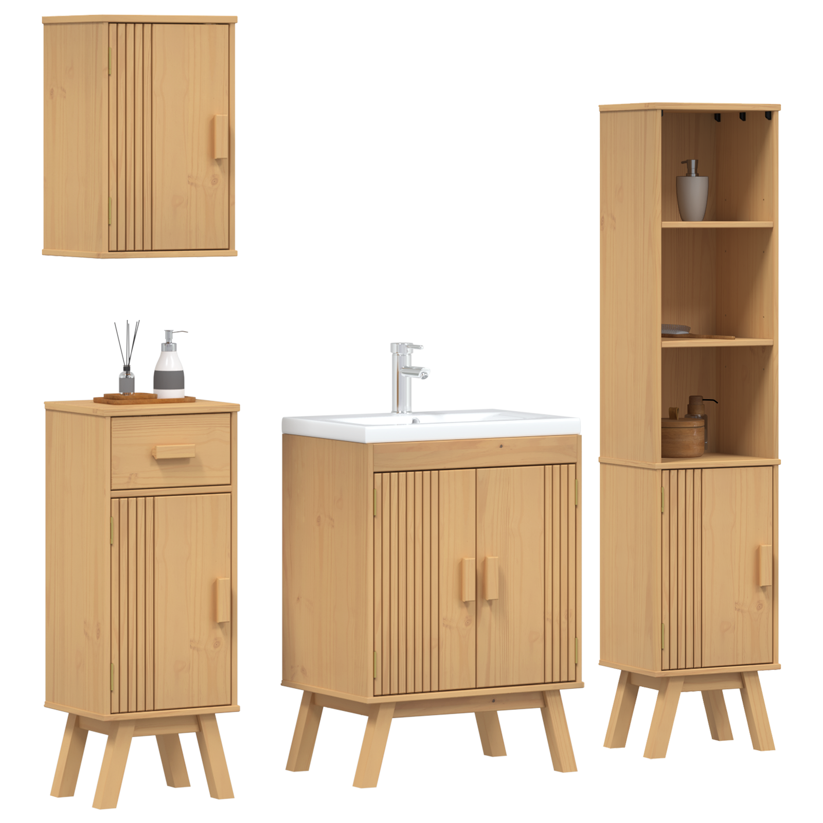 Set baie  4 piese din lemn masiv de pin GartenMobel Dekor