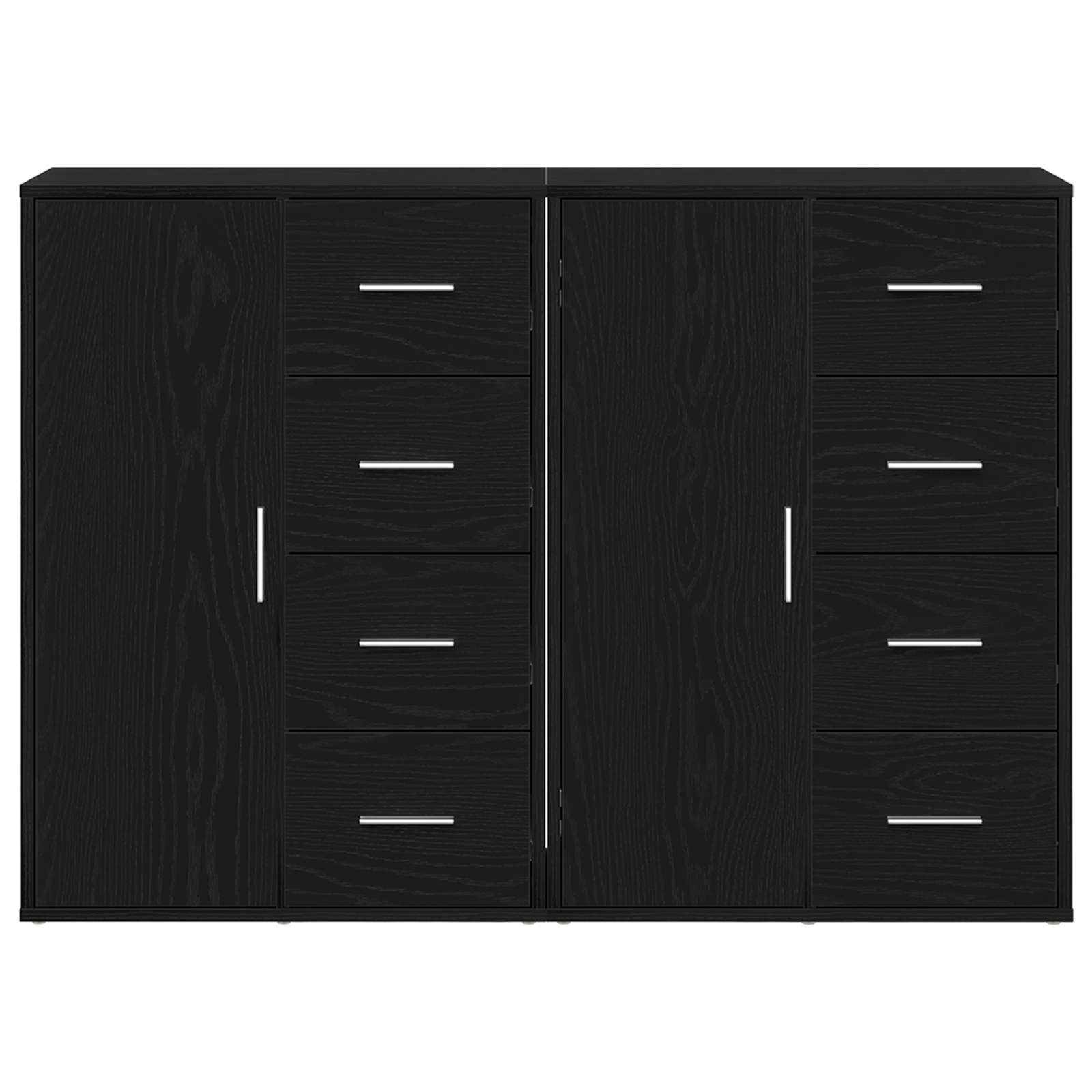 Bufete 2 buc Negru Stejar 60x31x84 cm Lemn Ingineresc GartenMobel Dekor