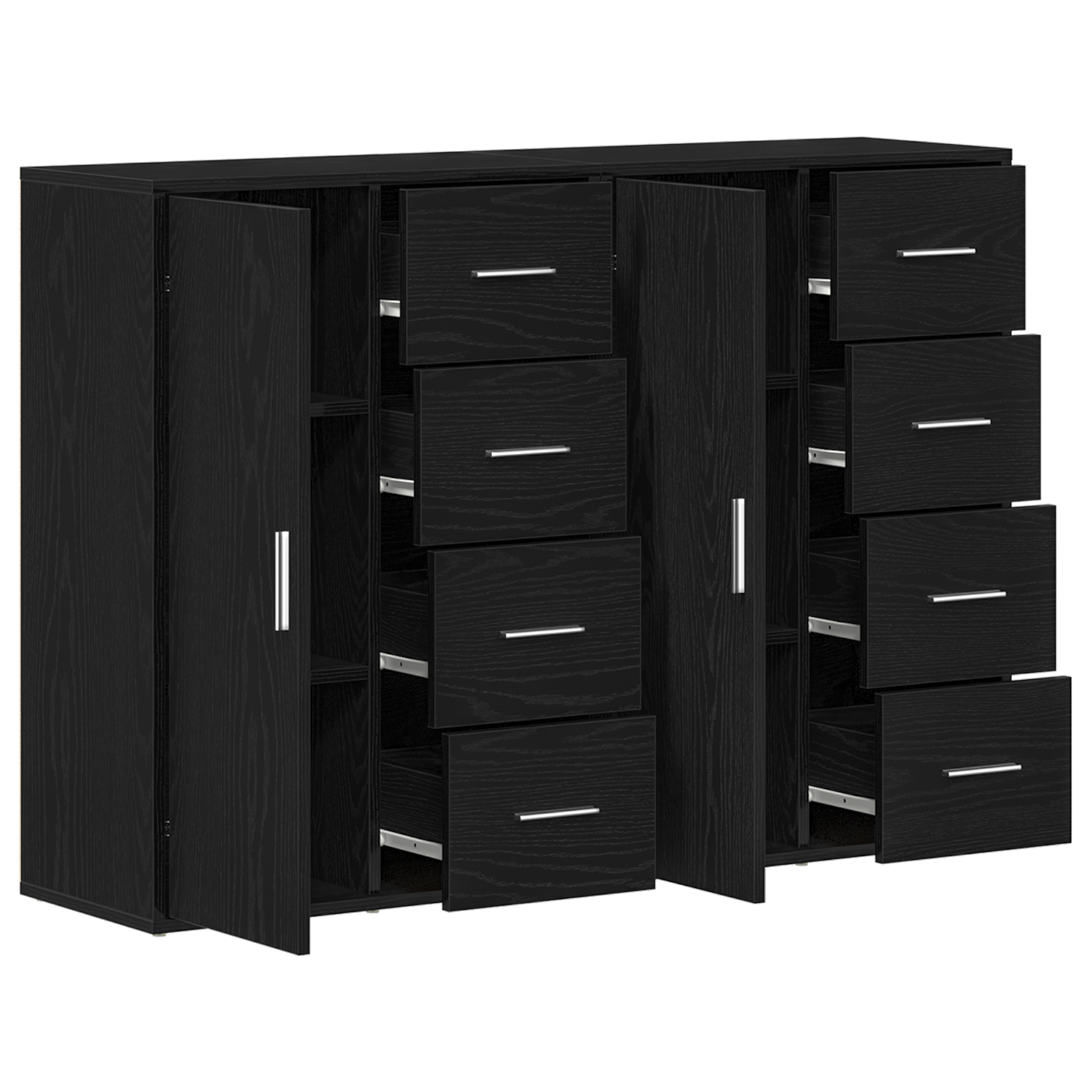 Bufete 2 buc Negru Stejar 60x31x84 cm Lemn Ingineresc GartenMobel Dekor