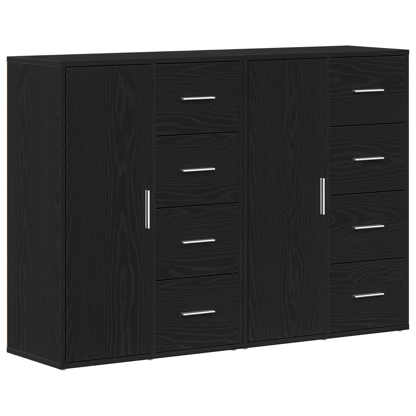 Bufete 2 buc Negru Stejar 60x31x84 cm Lemn Ingineresc GartenMobel Dekor