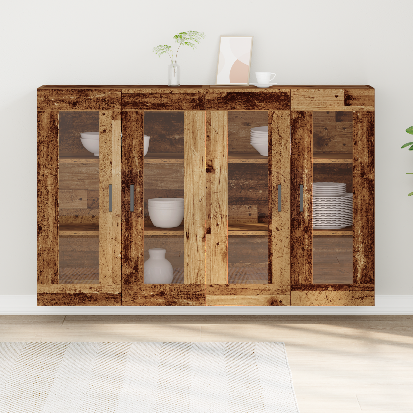 Cumpără divanul Wall Mounted Cabinets 2 pcs din lemn vechi 69,5x34x90 cm din lemn în stratificat GartenMobel Dekor