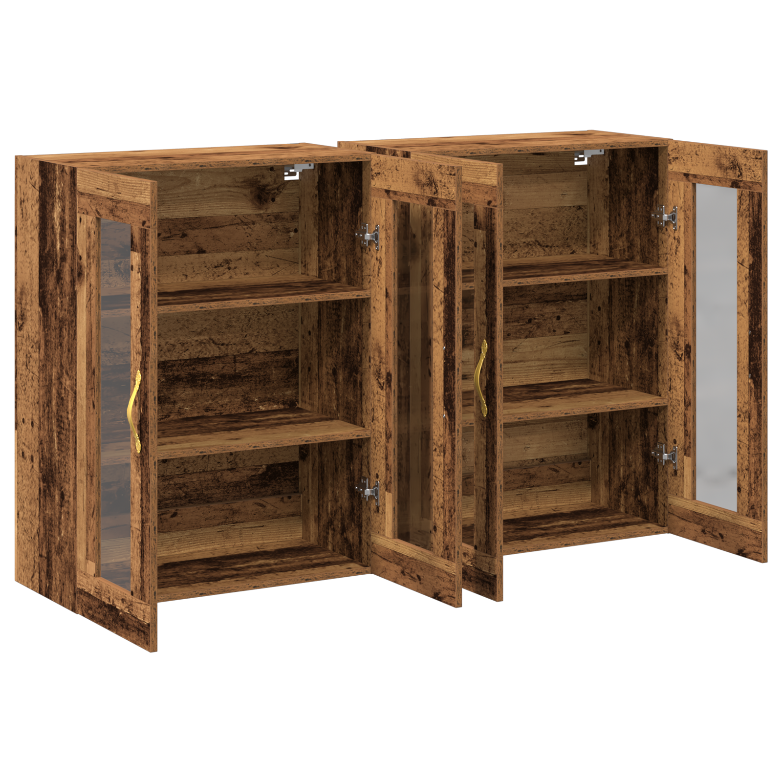 Dulapuri Montate pe Perete 2 buc Lemn Vechi 69,5x34x90 cm Lemn Ingineresc GartenMobel Dekor