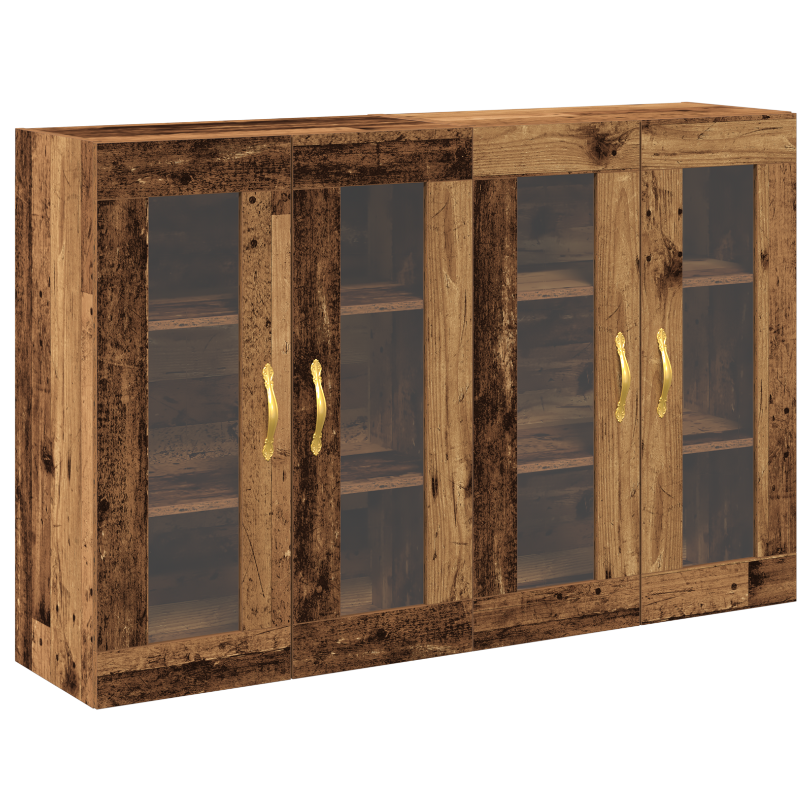 Dulapuri Montate pe Perete 2 buc Lemn Vechi 69,5x34x90 cm Lemn Ingineresc GartenMobel Dekor