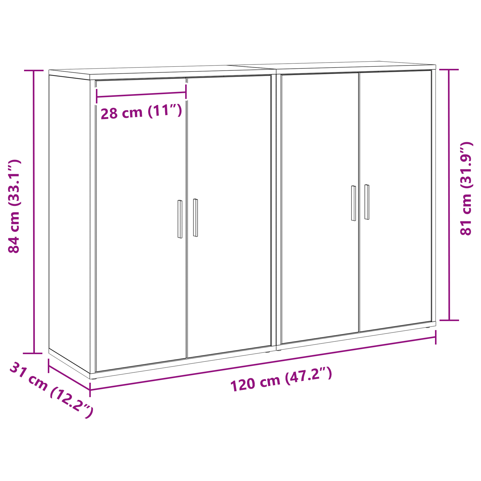 Servante 2 buc Negru Stejar 60x31x84 cm Lemn ingineresc GartenMobel Dekor