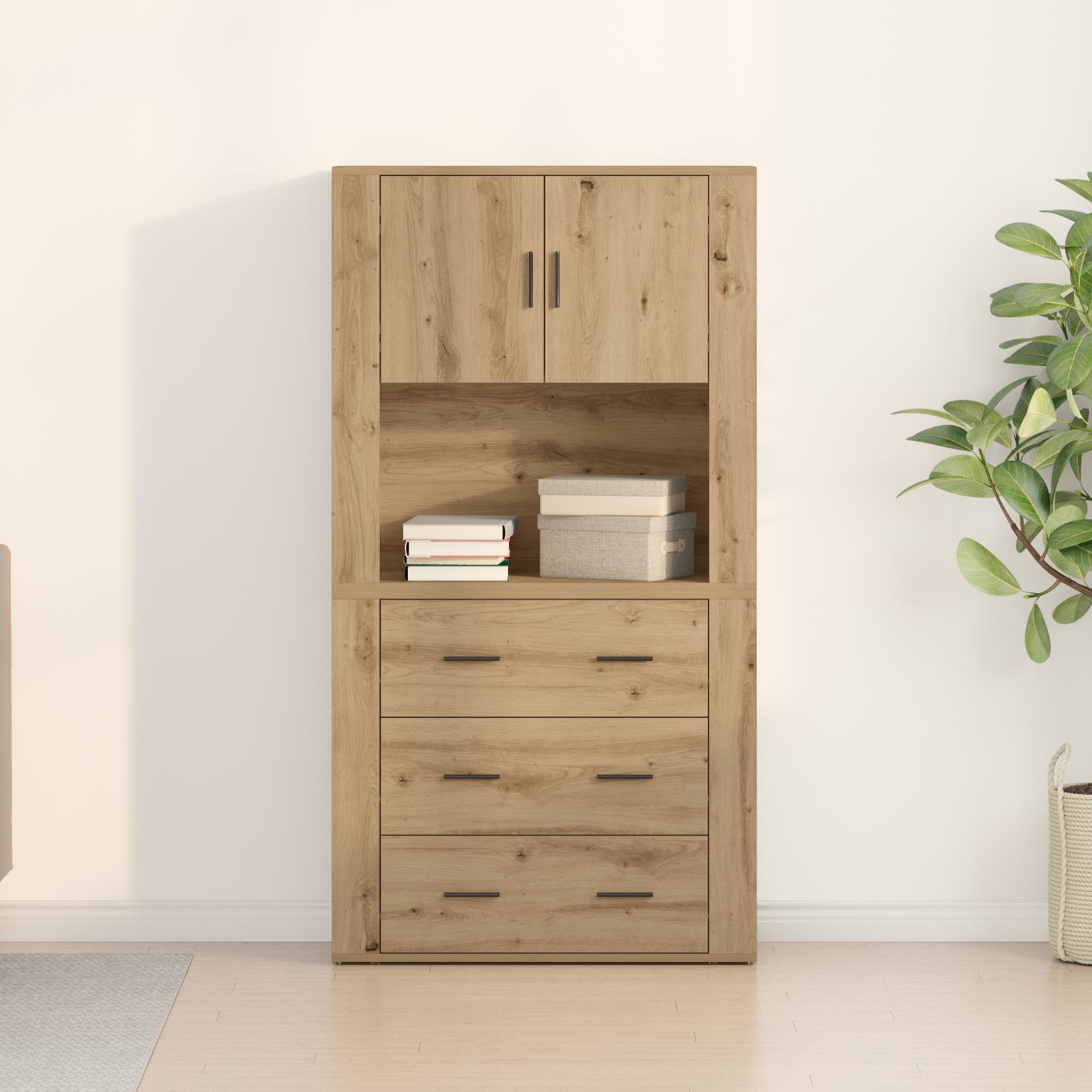 Bibliotecă înaltă Artisan Oak 80x33x150 cm Lemn prelucrat GartenMobel Dekor