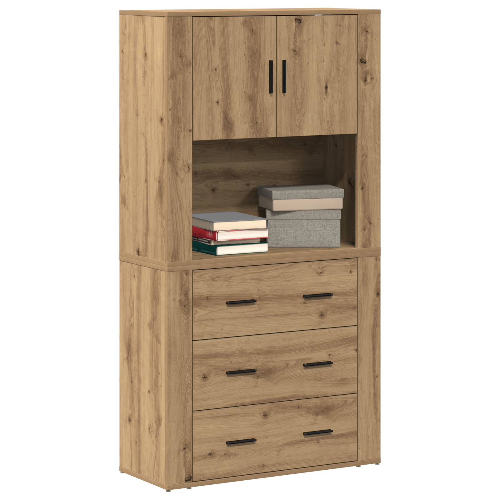 Bibliotecă înaltă Artisan Oak 80x33x150 cm Lemn prelucrat GartenMobel Dekor