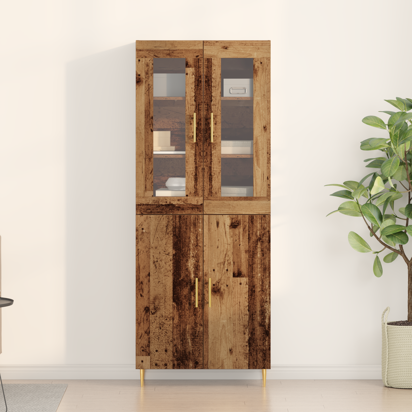 Highboard Lemn vechi 69.5x34x180 cm Lemn inginerizat GartenMobel Dekor