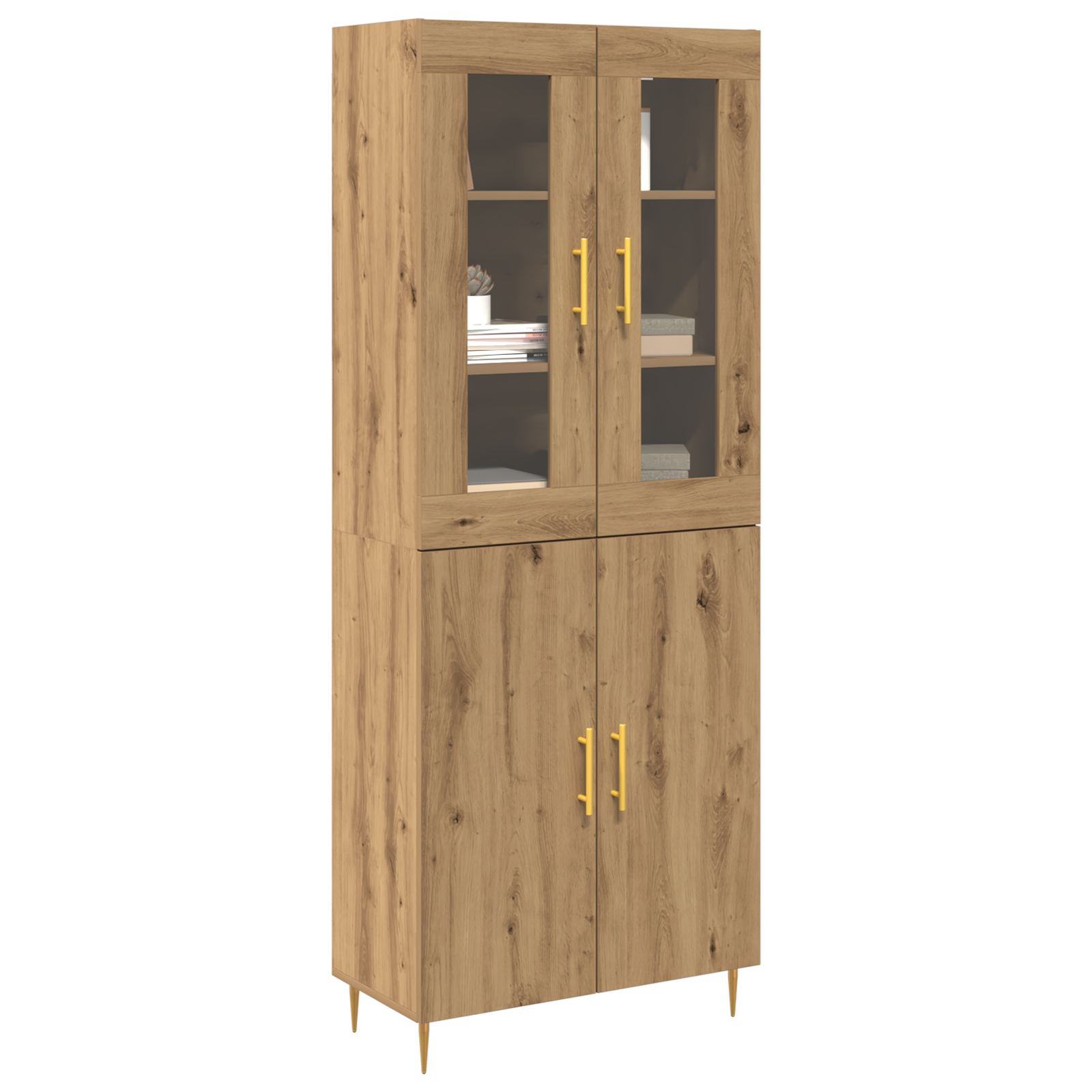 Highboard din Stejar Artisan 69.5x34x180 cm Lemn prelucrat GartenMobel Dekor