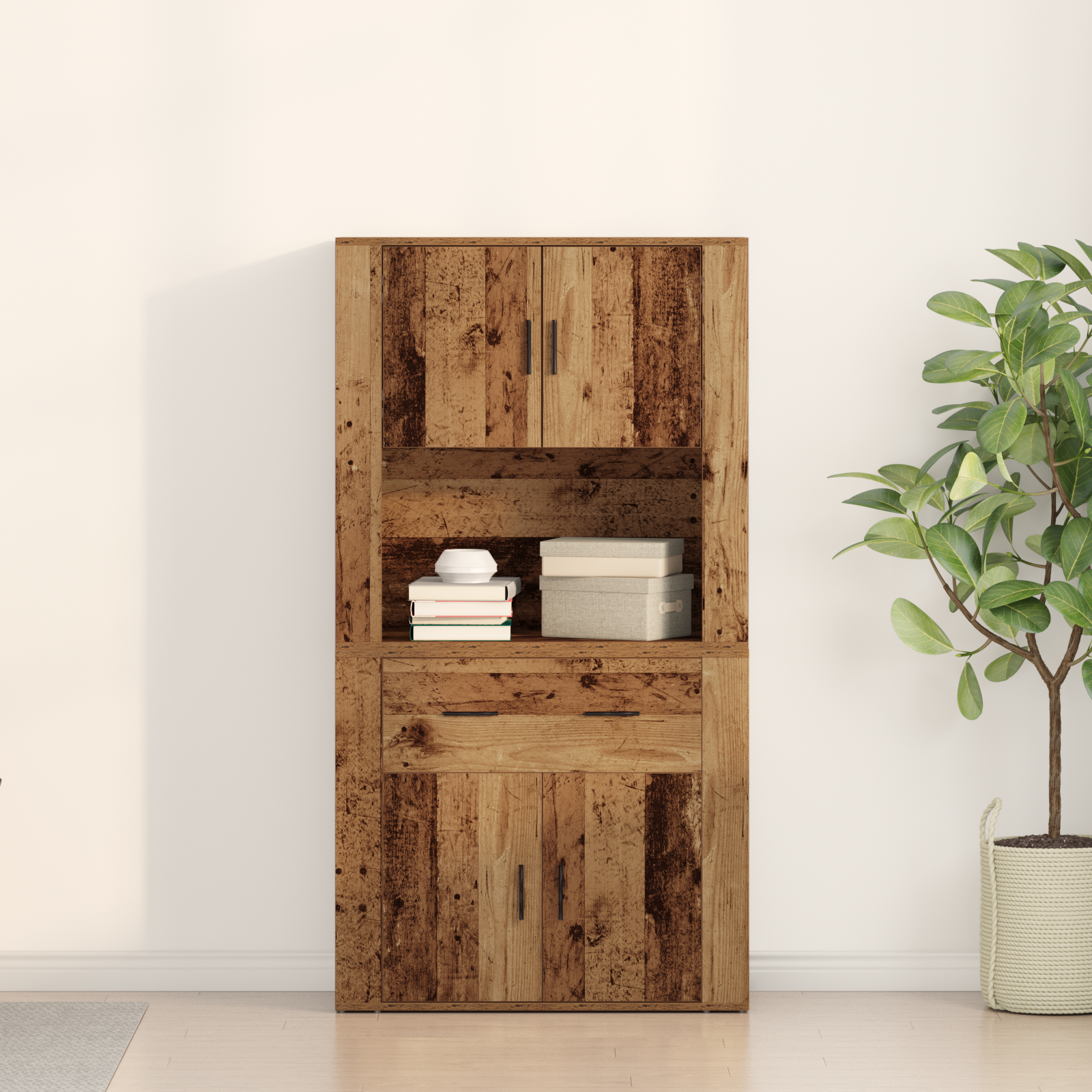 Highboard din lemn vechi 80x33x150 cm din lemn stratificat GartenMobel Dekor
