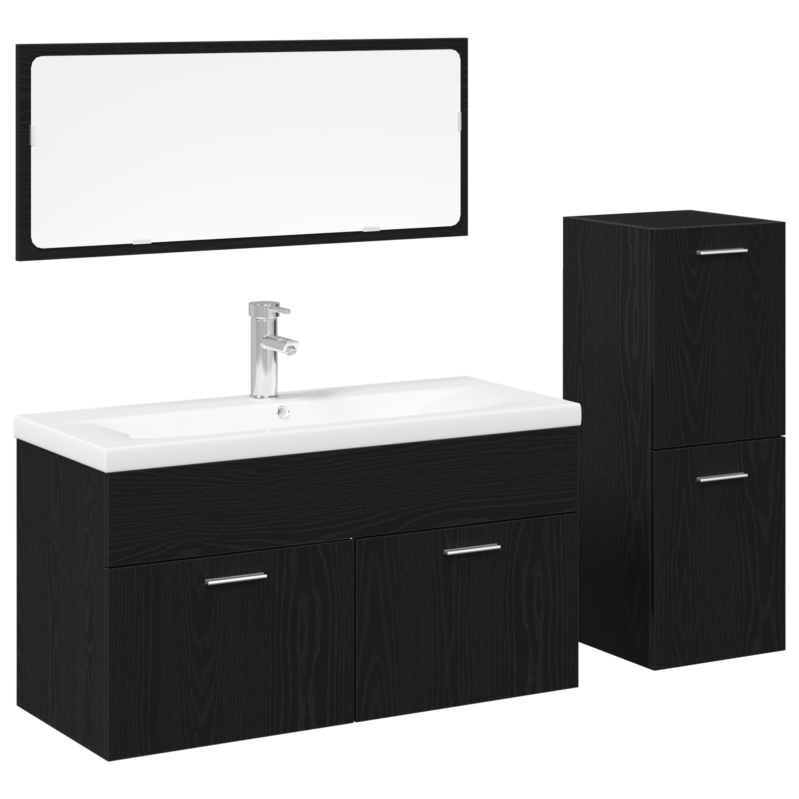 Set Mobilier Baie 4 Piese Stejar Negru Lemn Prelucrat GartenMobel Dekor