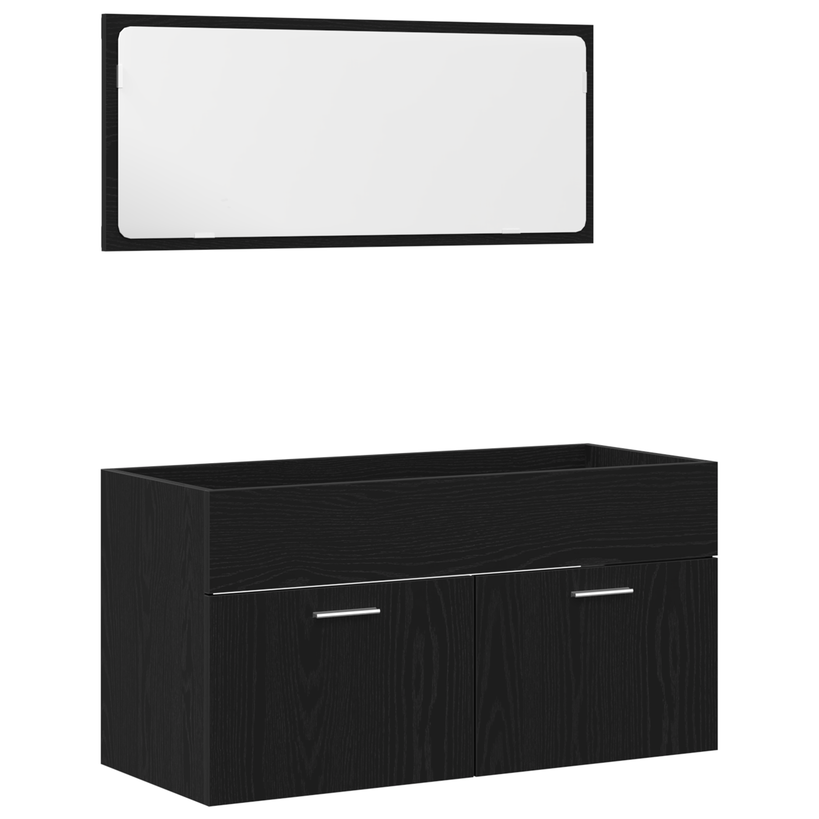 Set de Mobilier pentru Baie 3 Piese Negru Lemn Prelucrat GartenMobel Dekor
