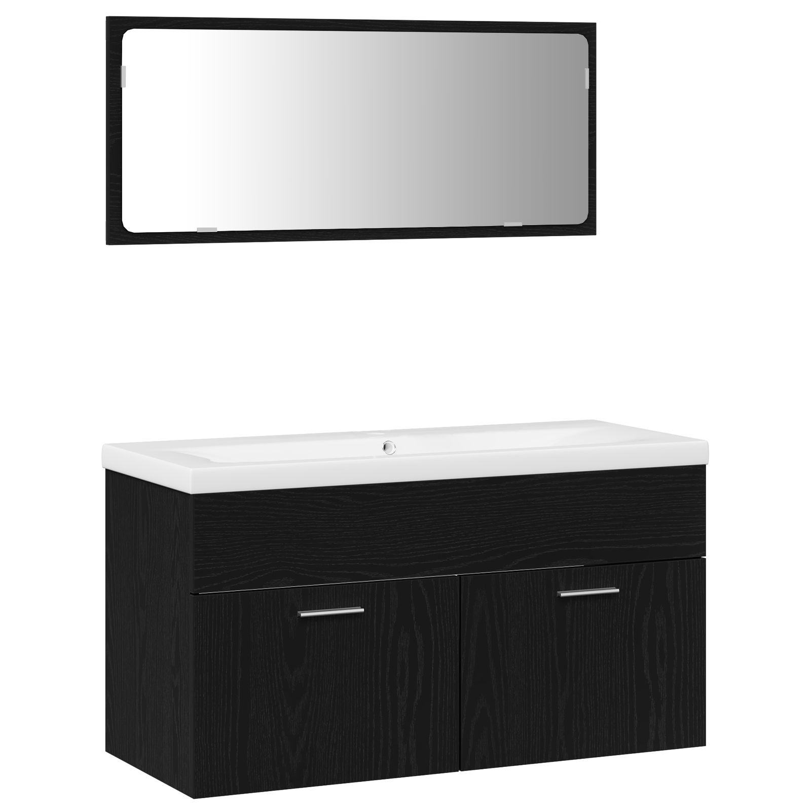 Set de Mobilier pentru Baie 3 Piese Negru Lemn Prelucrat GartenMobel Dekor