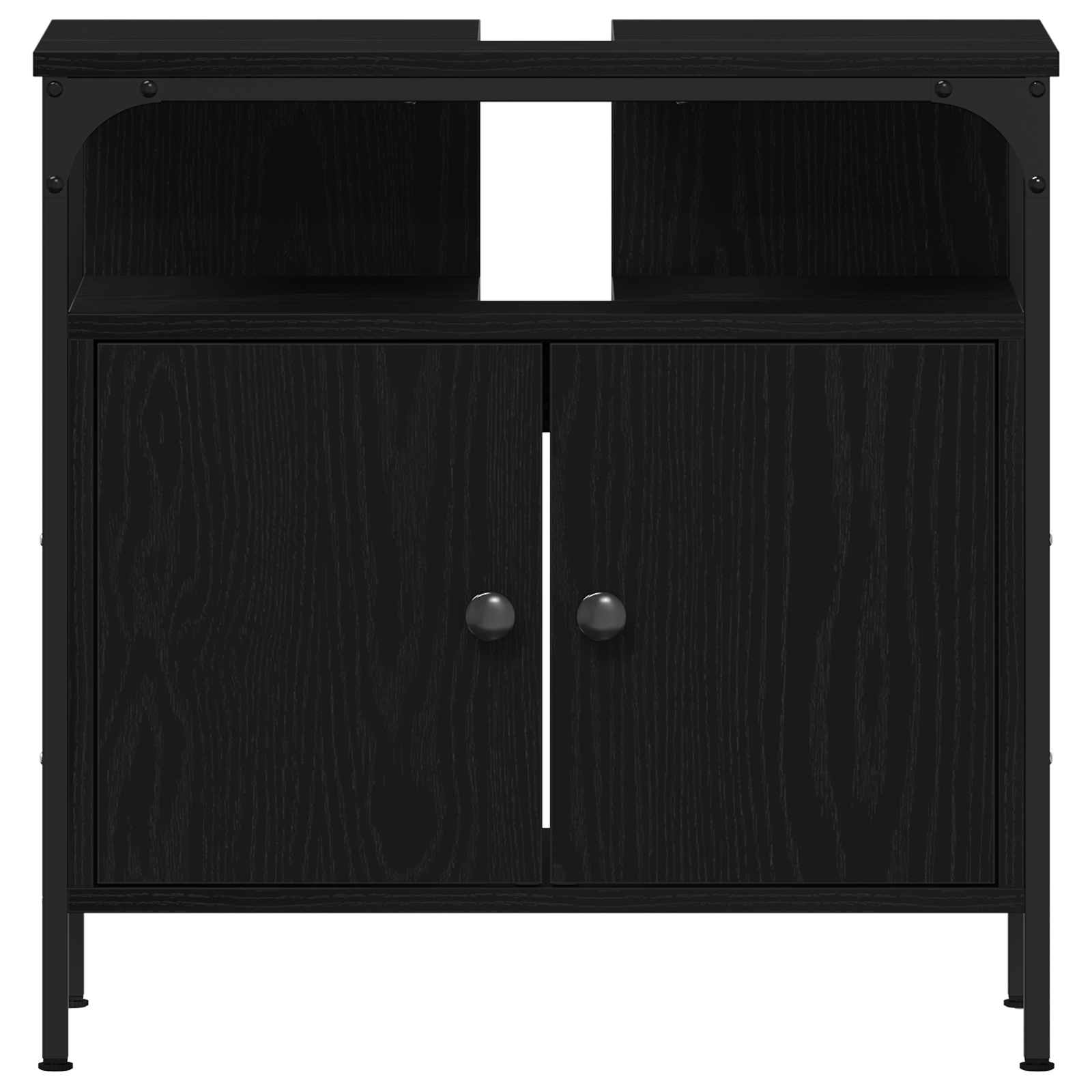 Set de mobilă pentru baie 2 piese din lemn laminat stejar negru GartenMobel Dekor