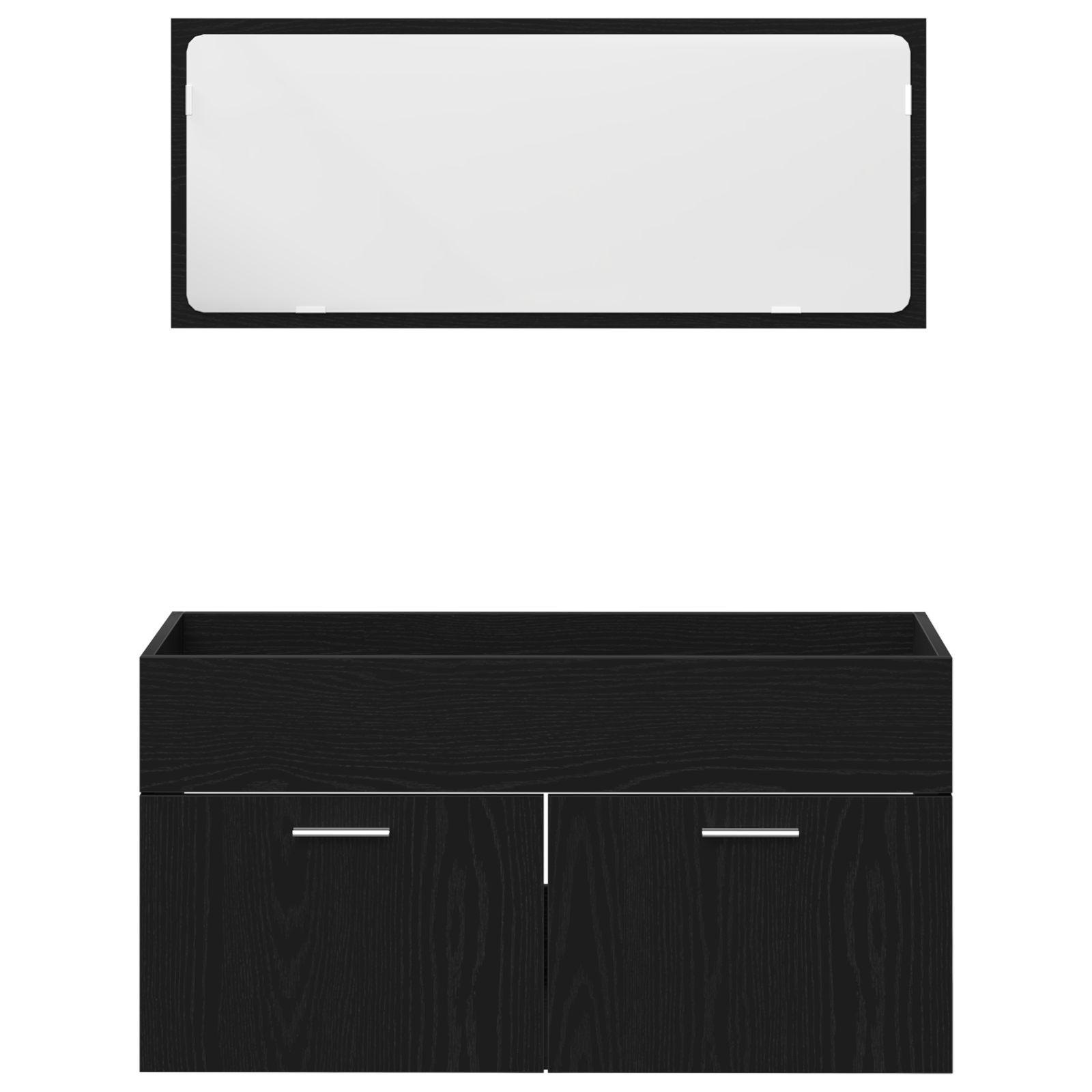 Set de mobilier pentru baie 3 piese din lemn de stejar negru GartenMobel Dekor