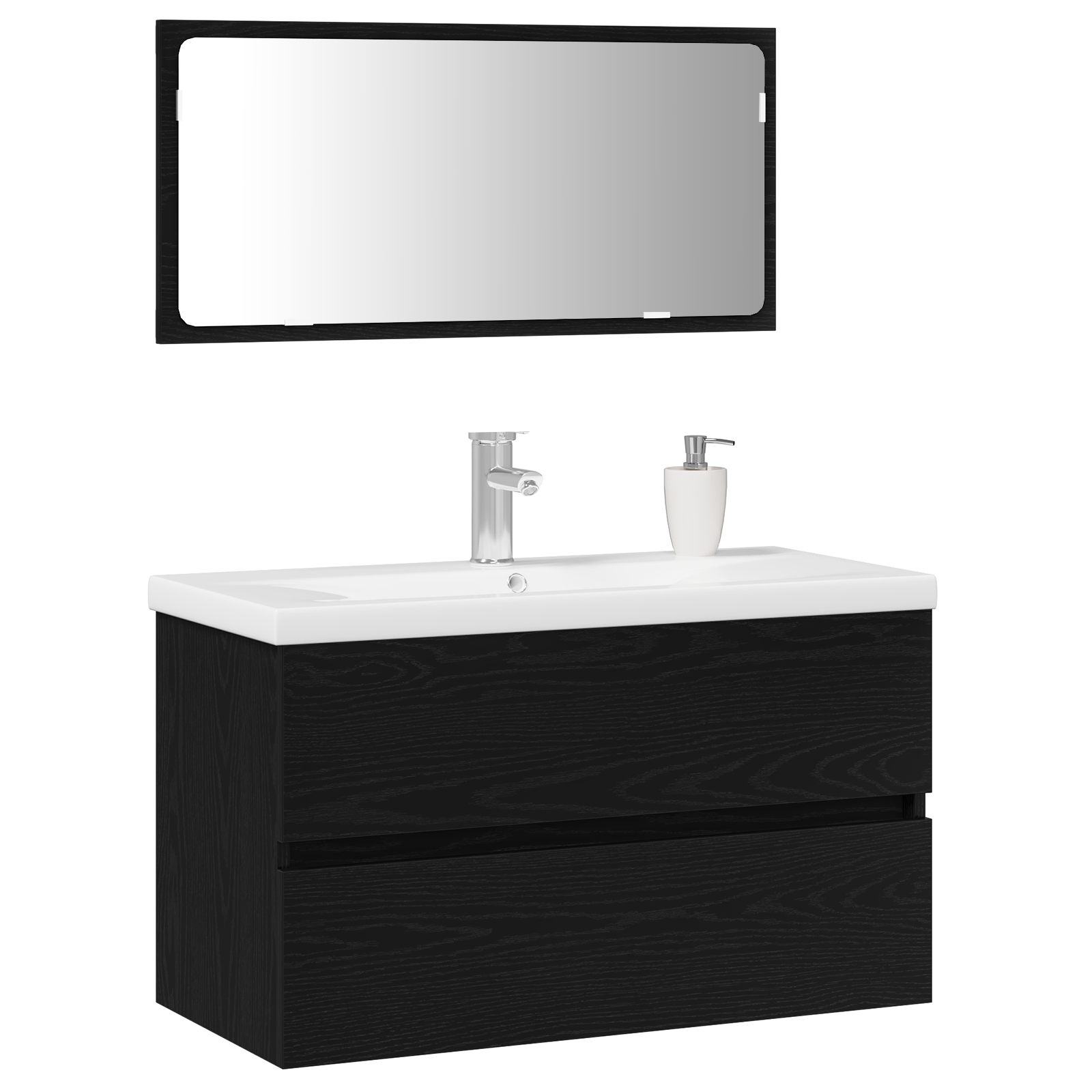 Set de mobilier pentru baie  Stejar negru Lemn ingineresc GartenMobel Dekor