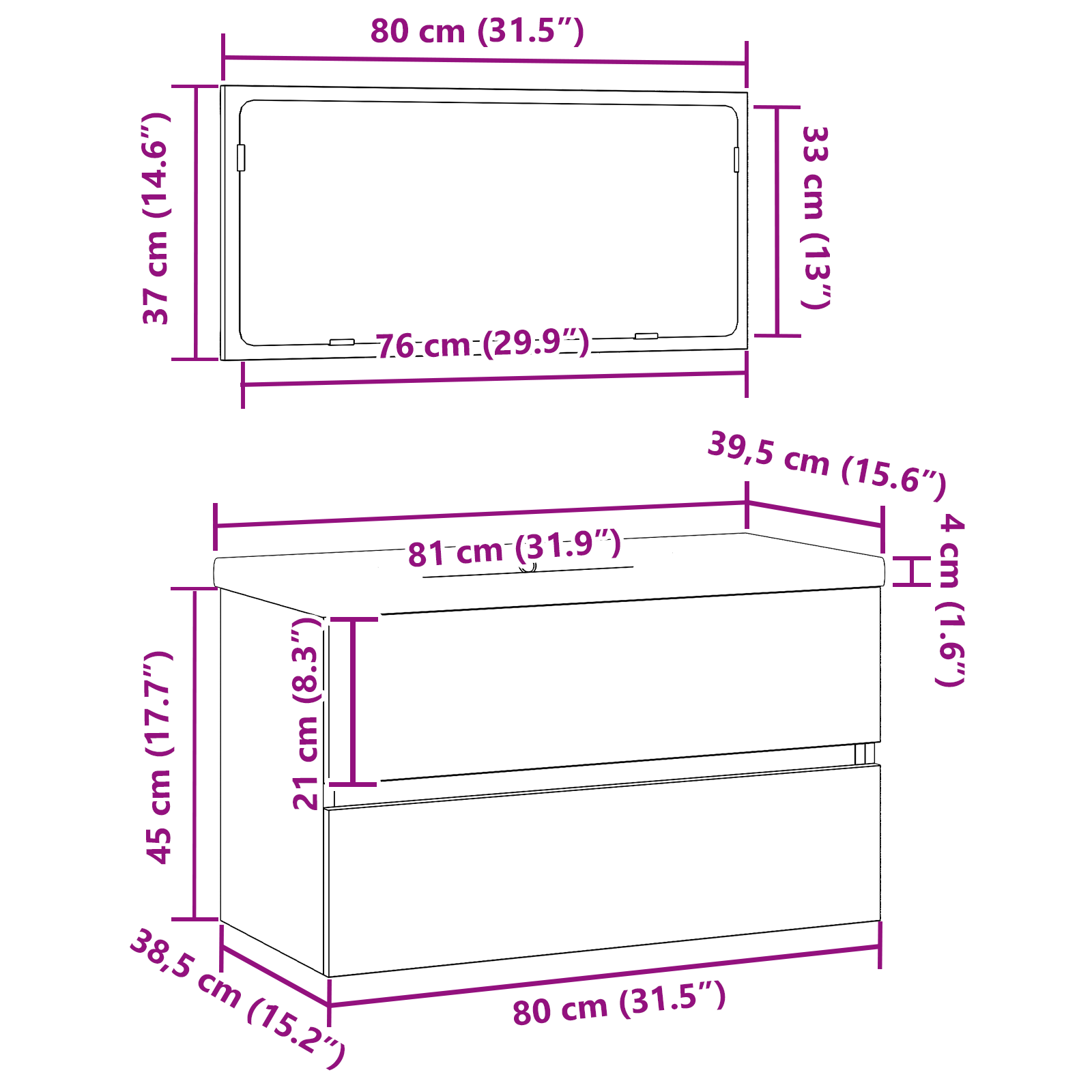 Set de mobilier pentru baie  Stejar negru Lemn ingineresc GartenMobel Dekor