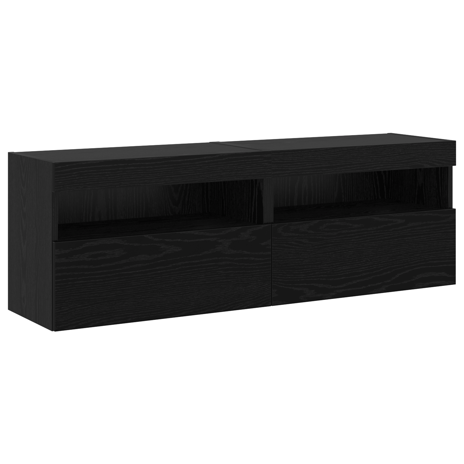 Set de 8 unități TV de perete cu LED din stejar negru și lemn prelucrat GartenMobel Dekor