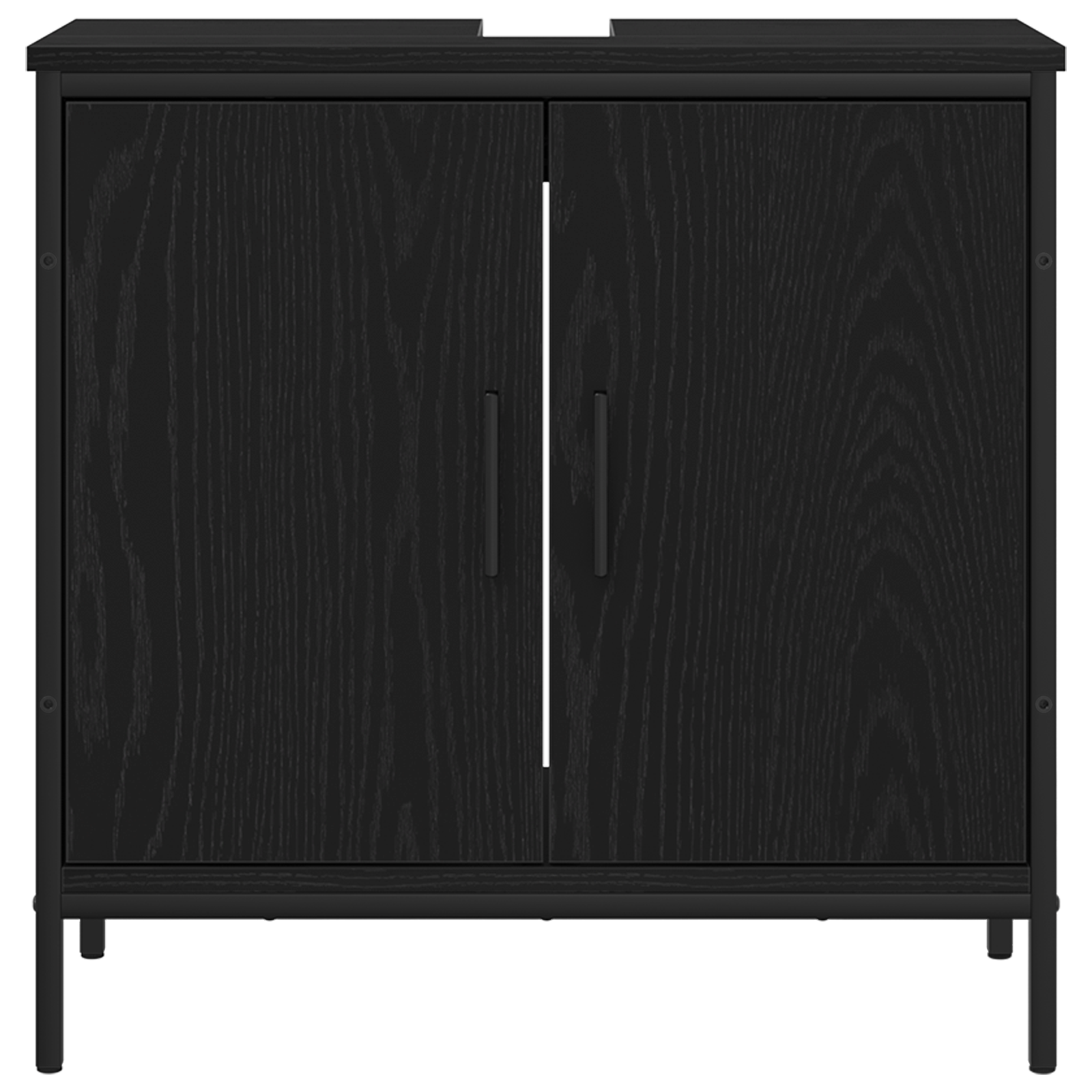 Set de Mobilier pentru Baie 3 Piese Negru Stejar Lemn Prelucrat GartenMobel Dekor