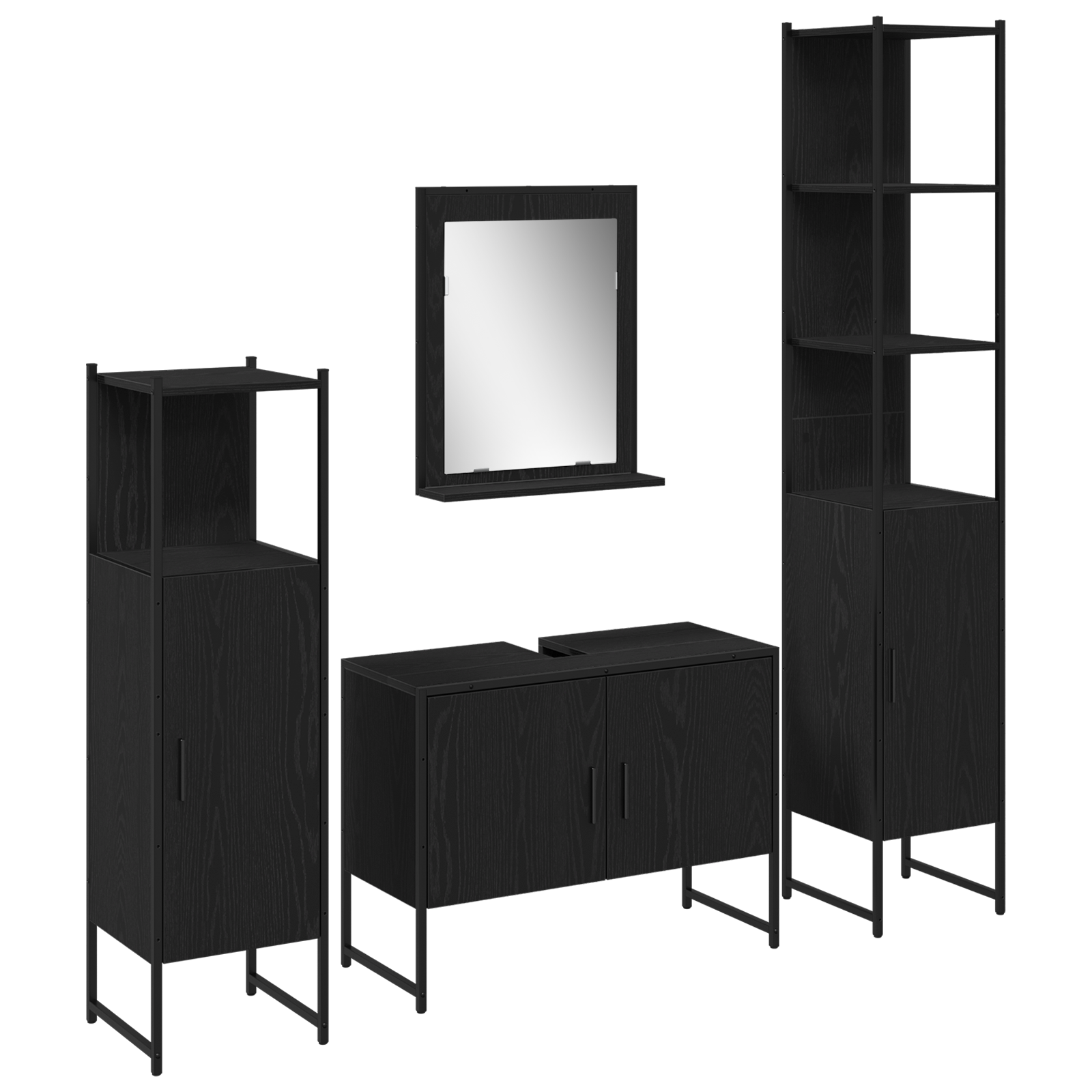 Set 4 piese mobilier baie Stejar negru Lemn prelucrat GartenMobel Dekor