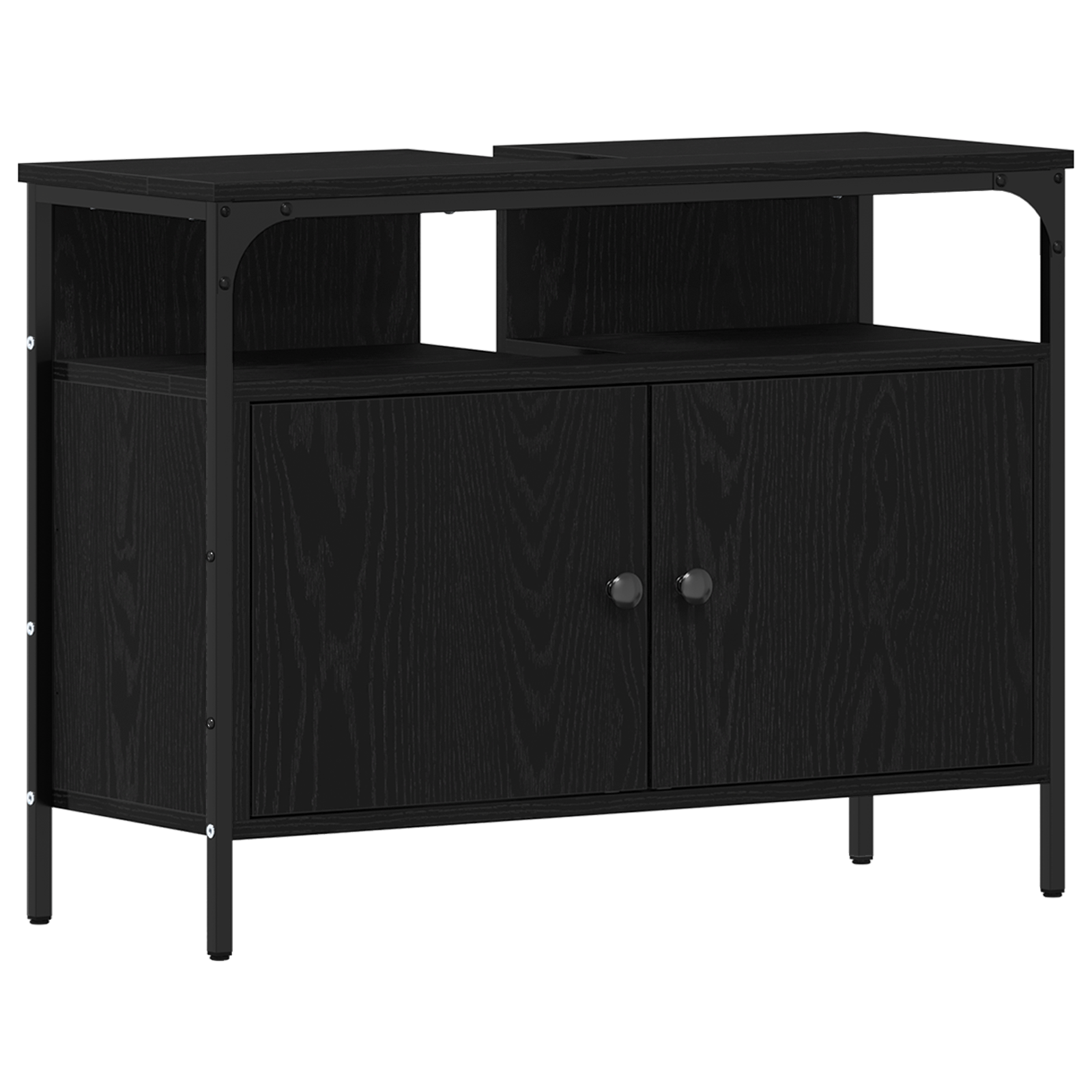 Set mobilier baie 4 piese Stejar negru Lemn prelucrat GartenMobel Dekor