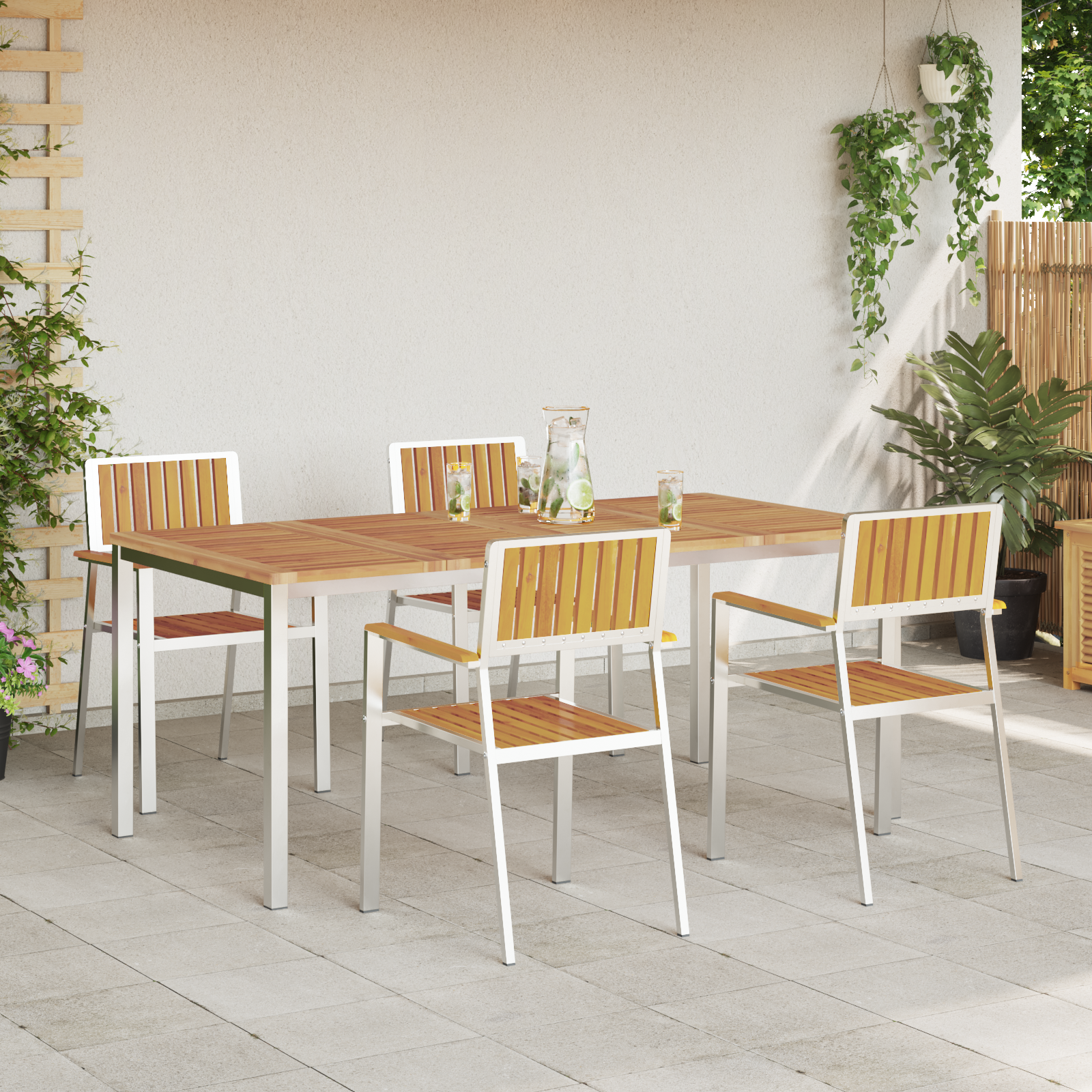 Set de Dining pentru Grădină 5 Piese din Lemn Solid de Acacia GartenMobel Dekor