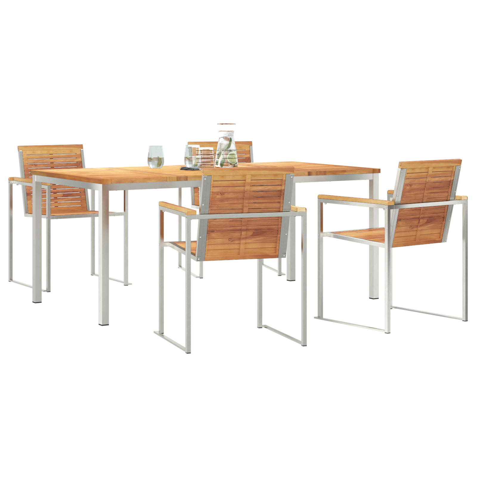 Set de dining 5 piese din lemn masiv de tec GartenMobel Dekor