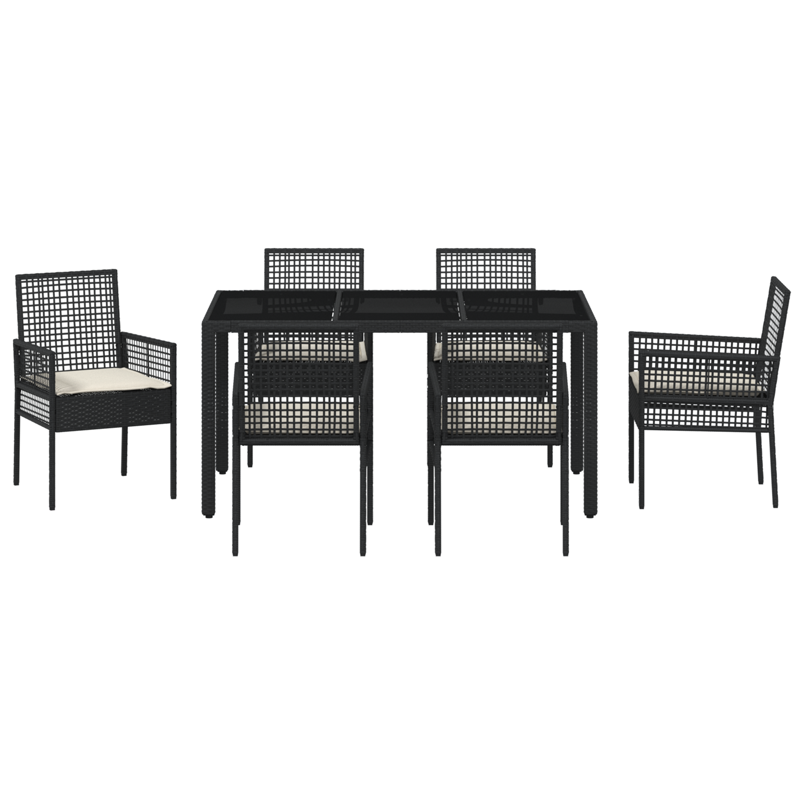 Set de Dining pentru Grădină din 7 Piese cu Perne Poliratan Negru GartenMobel Dekor