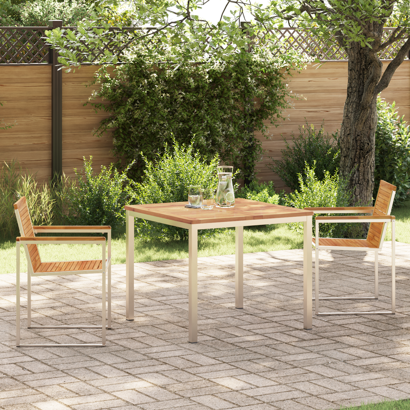 Set de Masă pentru Grădină  3 Piese din Lemn Solid de Teh GartenMobel Dekor