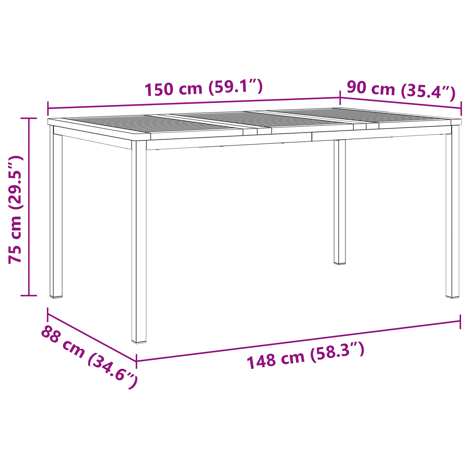 Set de dining grădină  5 piese din lemn masiv de acacia GartenMobel Dekor