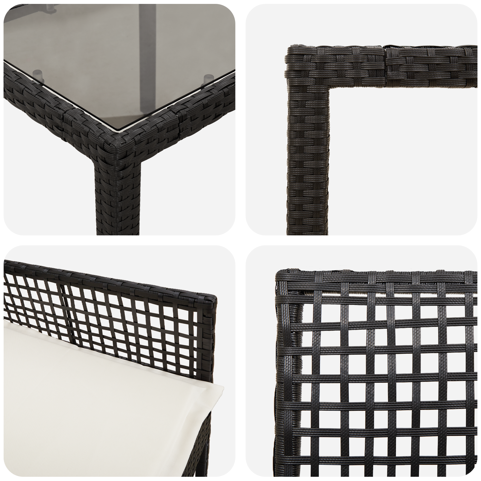 Set de dining pentru grădină  3 piese cu perne Negru Poliratan GartenMobel Dekor