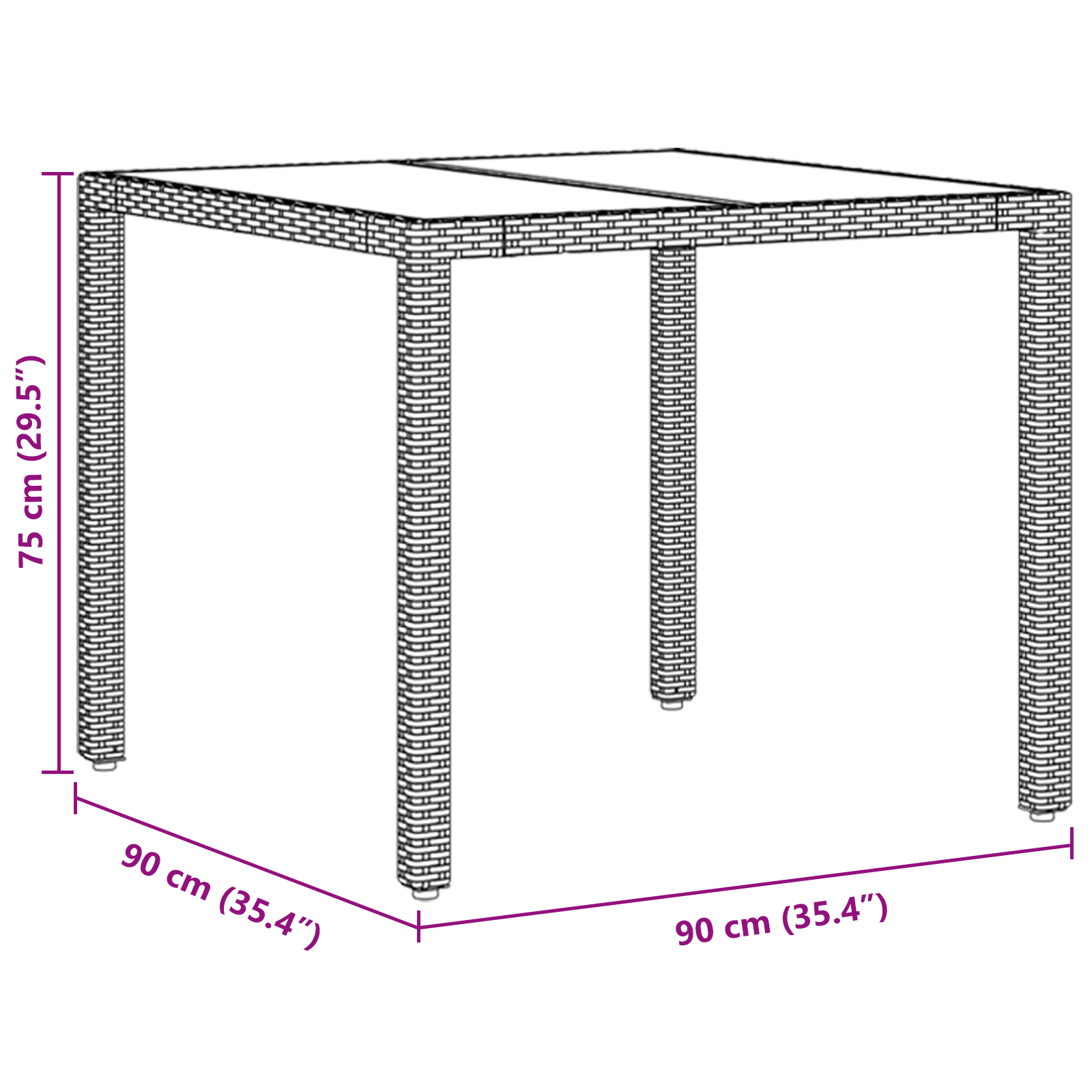 Set de dining pentru grădină  3 piese cu perne Negru Poliratan GartenMobel Dekor