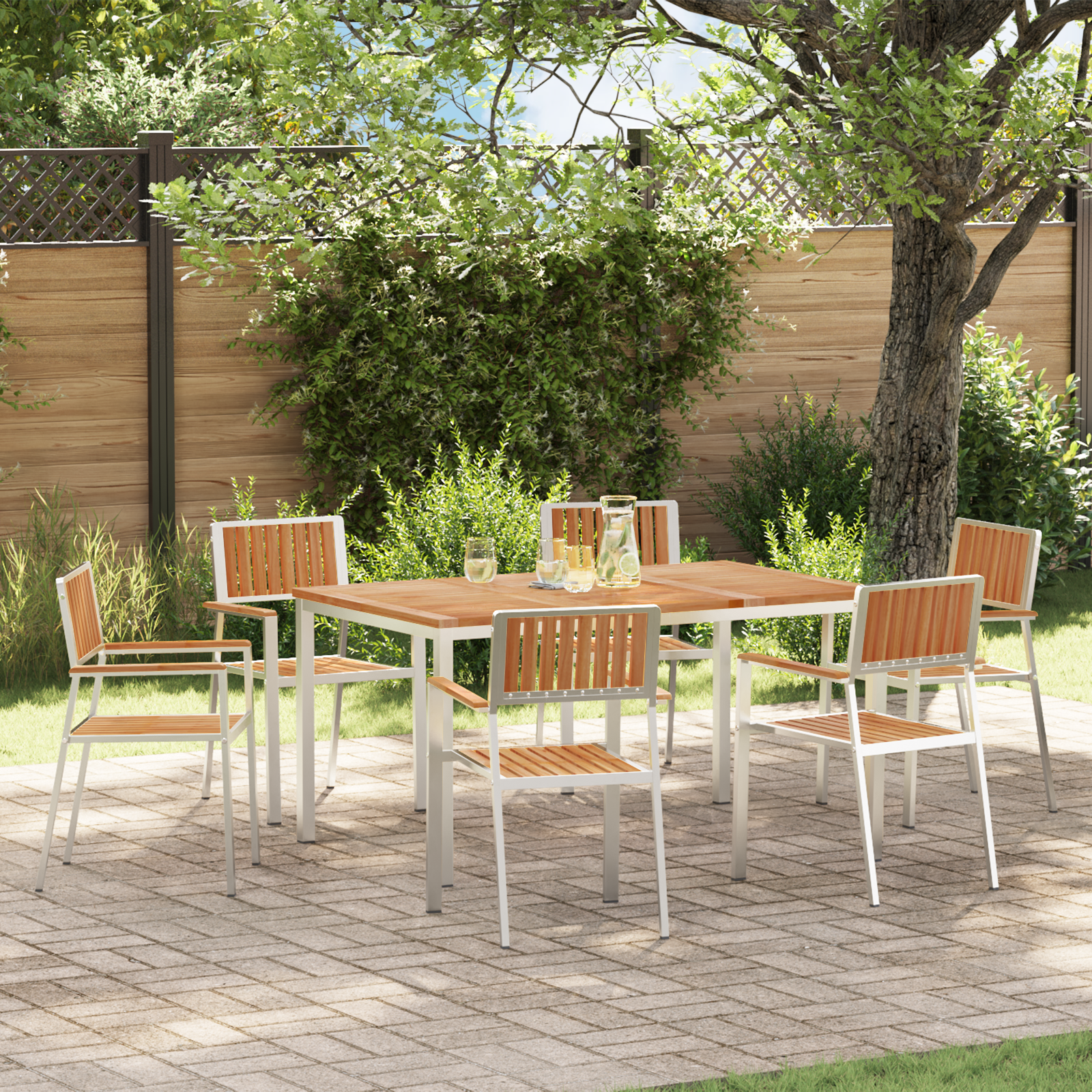 Set de masă pentru grădină  cu 7 piese din lemn solid de tec GartenMobel Dekor