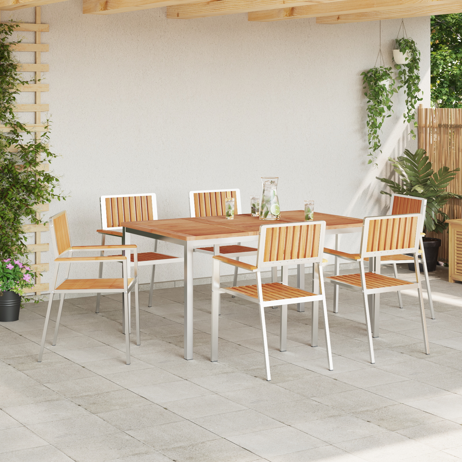 Set de masă pentru grădină  cu 7 piese din lemn solid de tec GartenMobel Dekor
