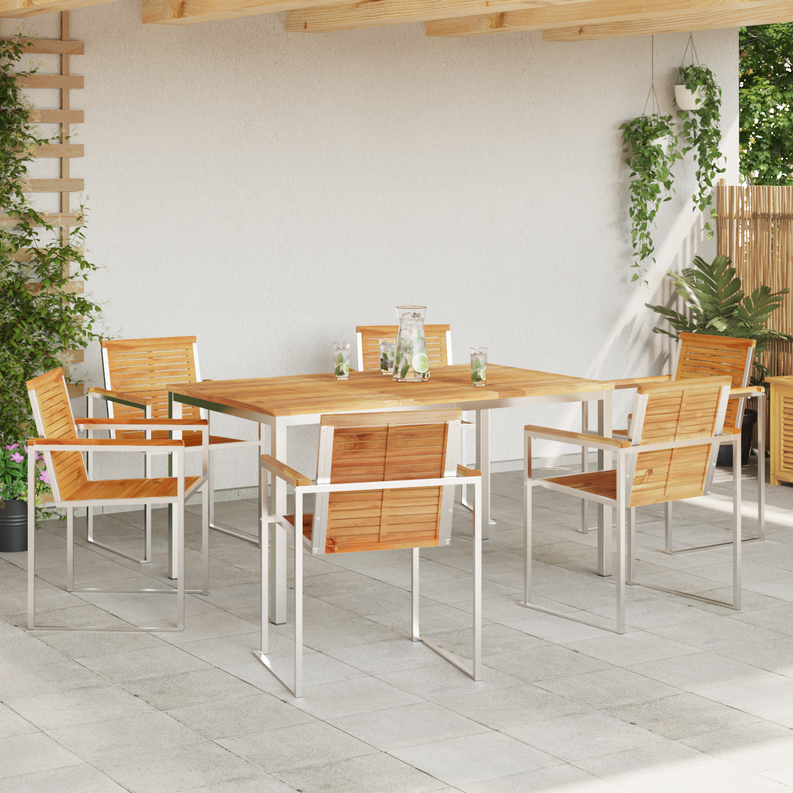Set de mese pentru grădină  cu 7 piese din lemn masiv de tec GartenMobel Dekor