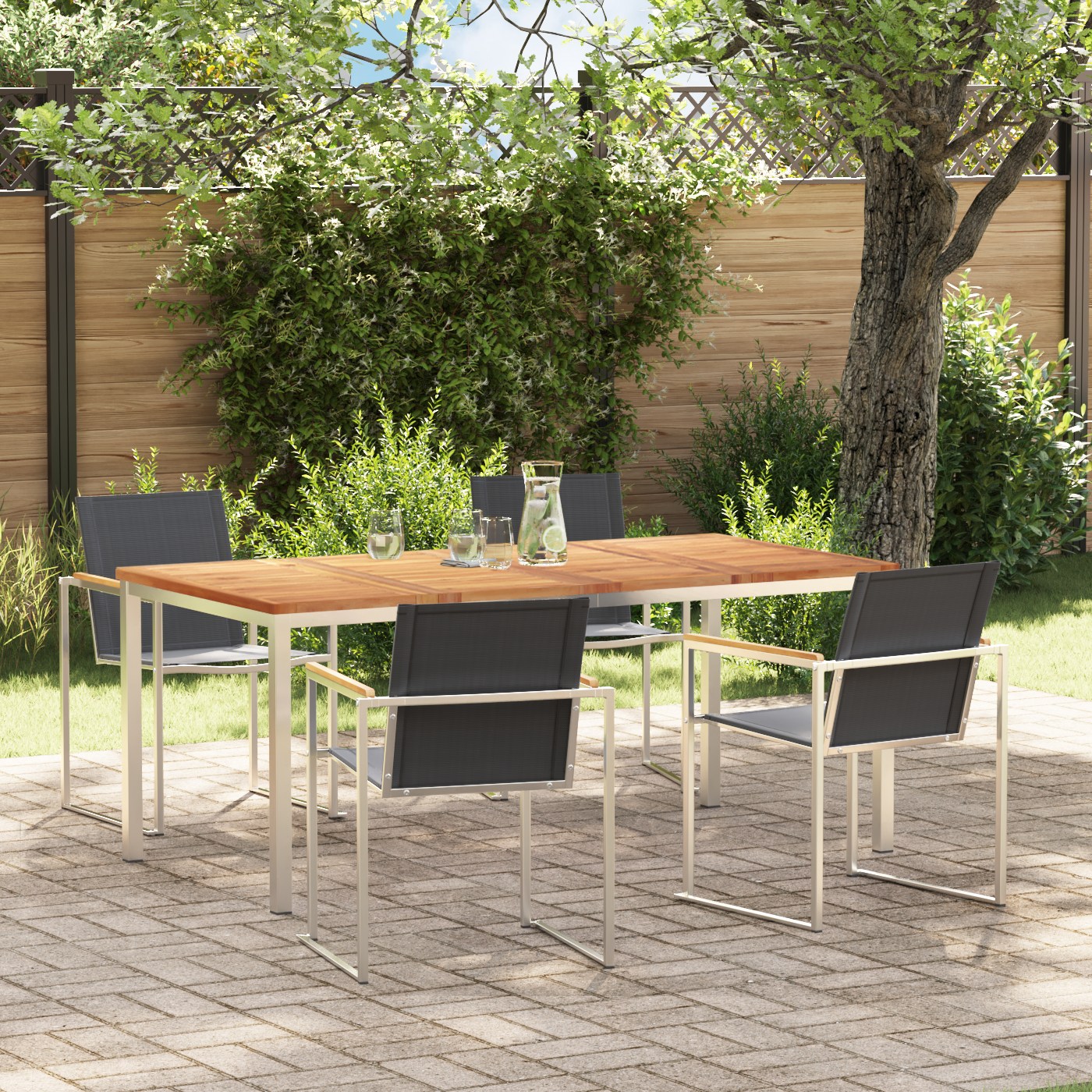 Set masă grădină  din lemn solid de tec, 5 piese GartenMobel Dekor