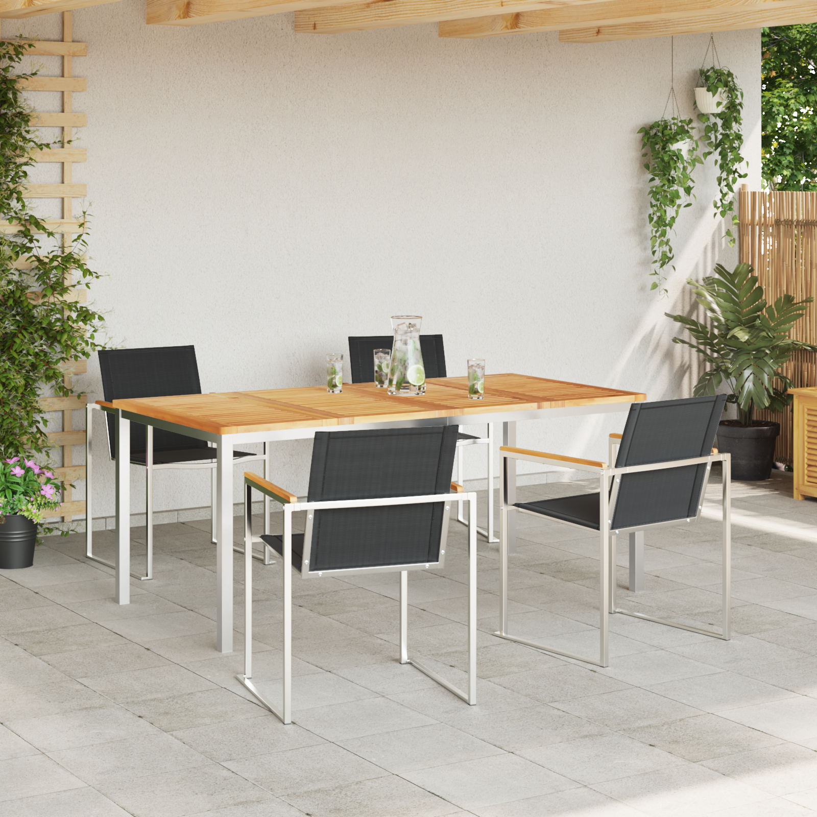 Set masă grădină  din lemn solid de tec, 5 piese GartenMobel Dekor