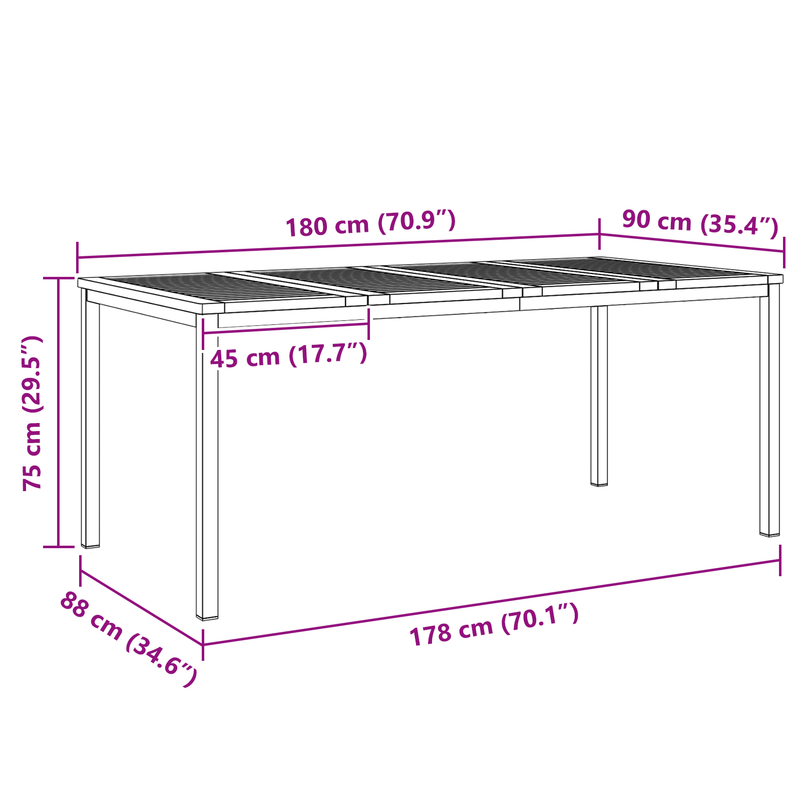 Set mese grădină  cu 7 piese din lemn masiv de acacia GartenMobel Dekor