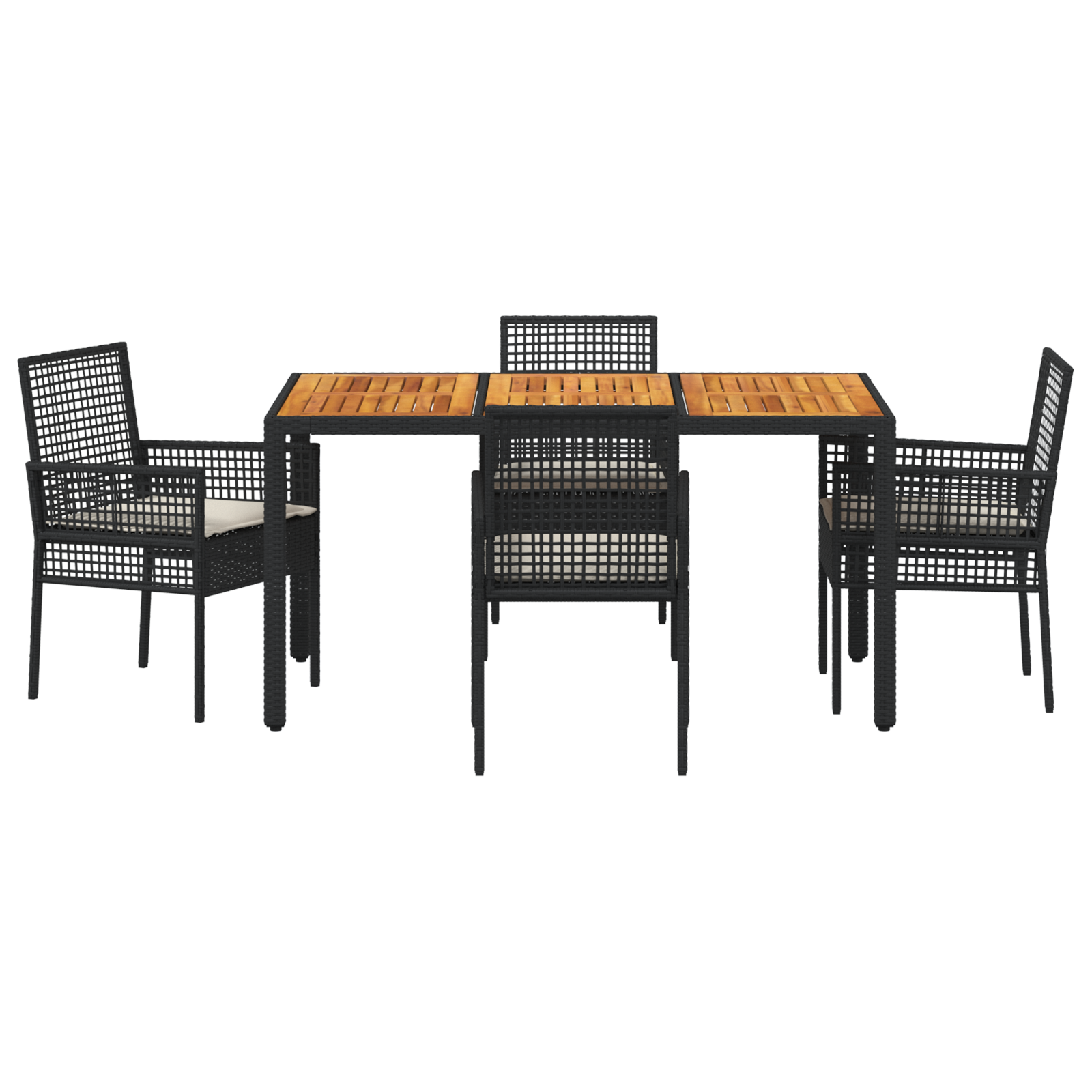 Set de dining de grădină cu perne Negru Rattan sintetic GartenMobel Dekor