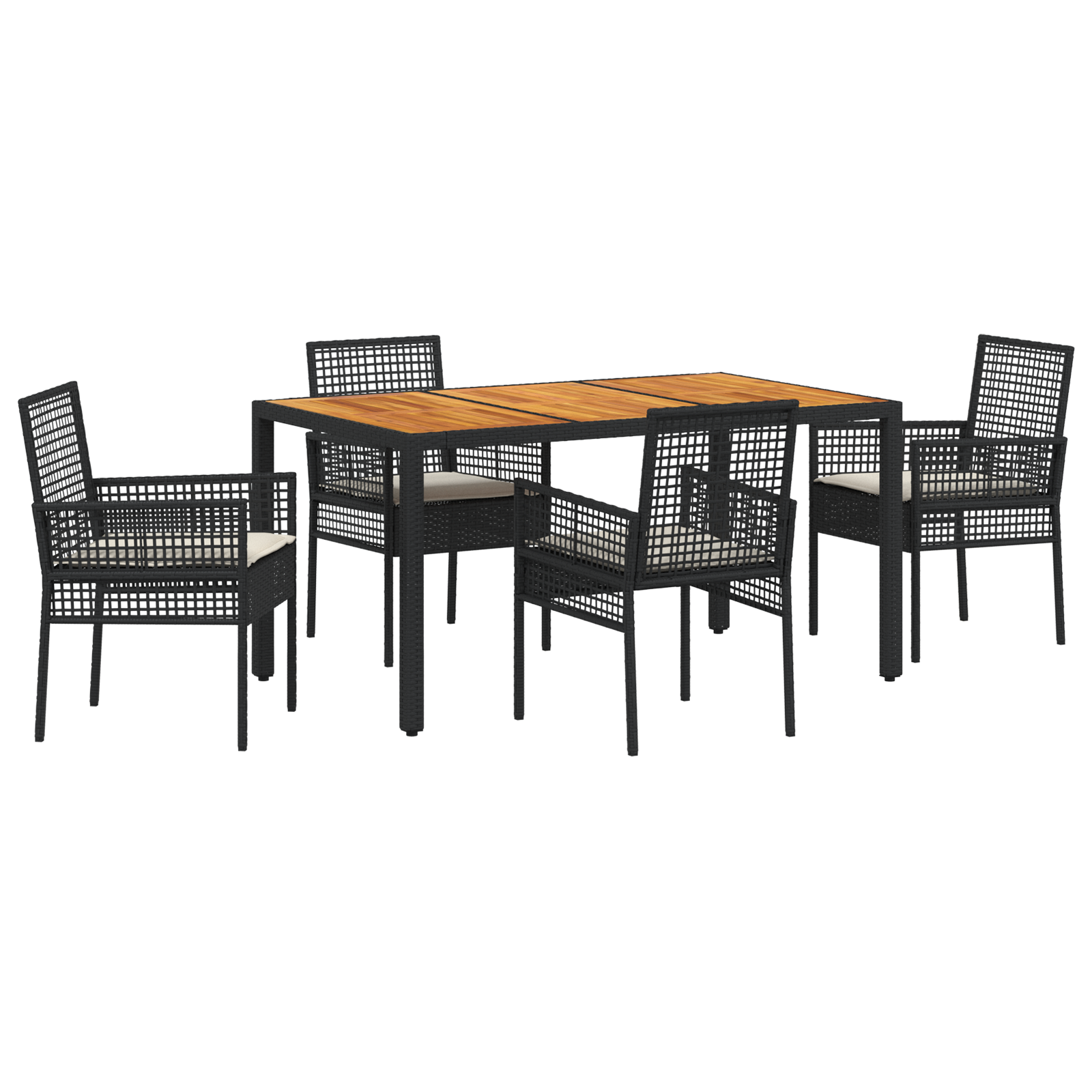 Set de dining de grădină cu perne Negru Rattan sintetic GartenMobel Dekor