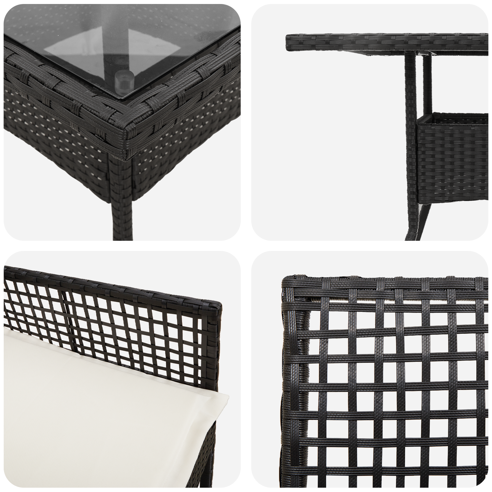 Set de dining pentru grădină 3 piese Ratan negru GartenMobel Dekor