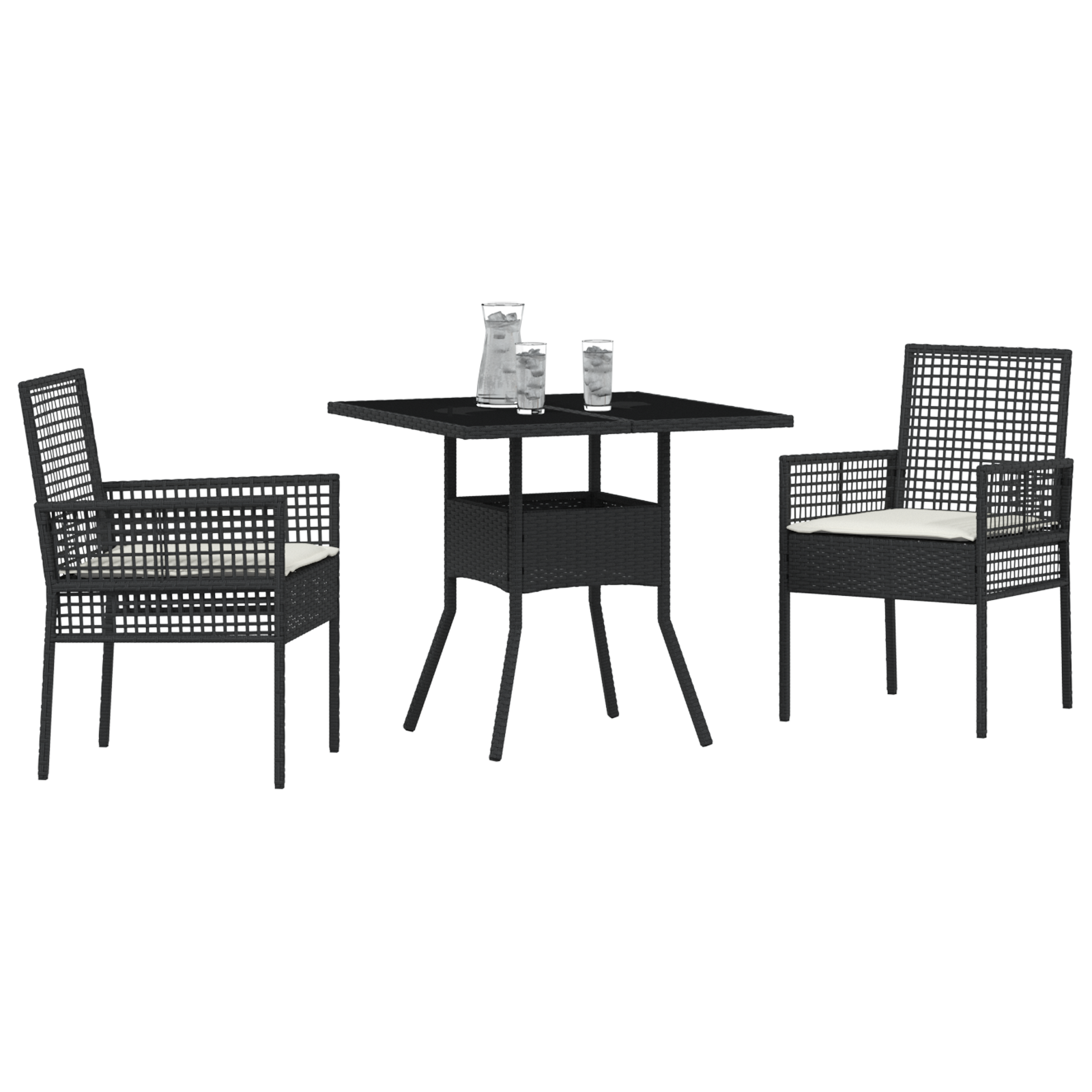 Set de dining pentru grădină 3 piese Ratan negru GartenMobel Dekor