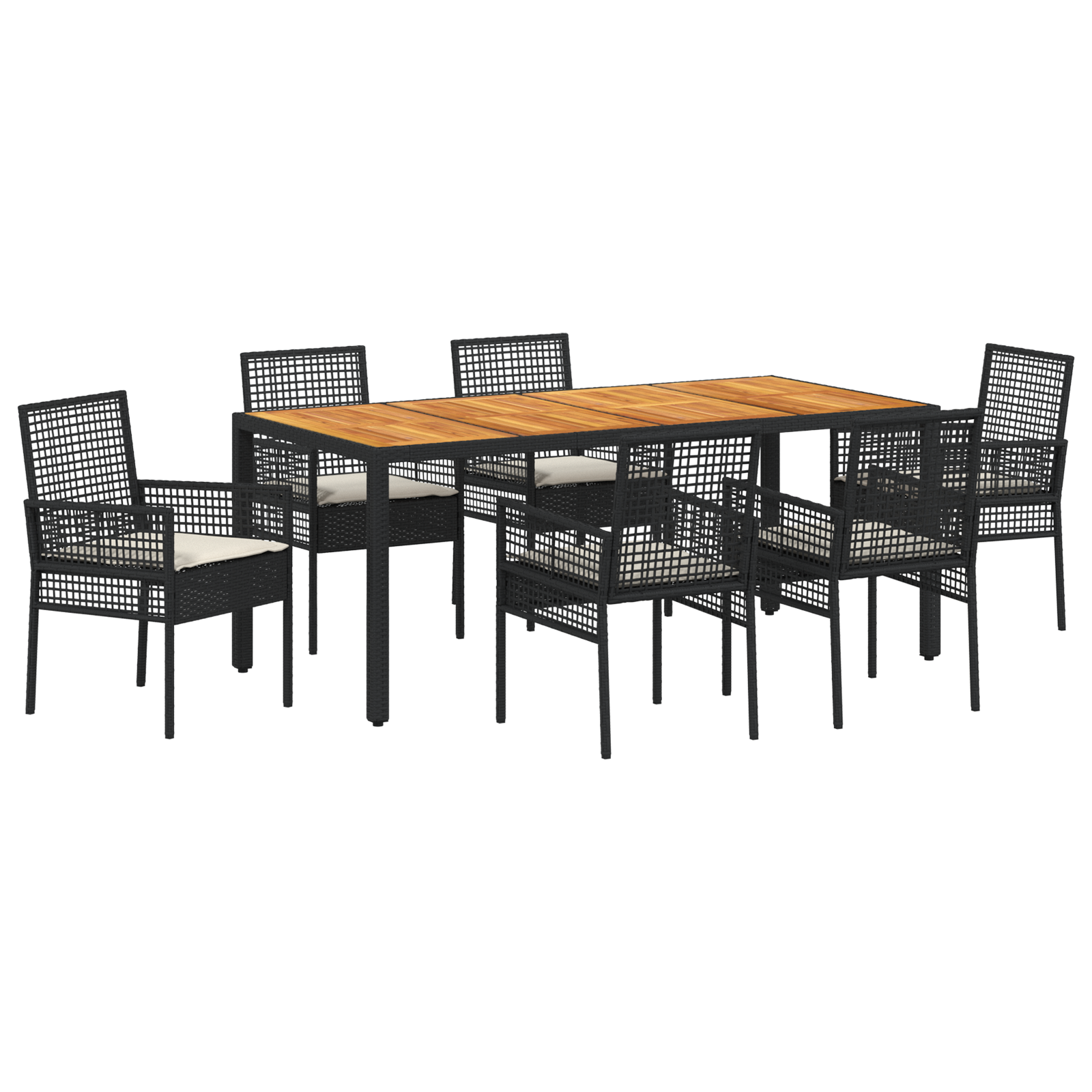 Set de dining pentru grădină 7 piese cu perne – ratan negru GartenMobel Dekor