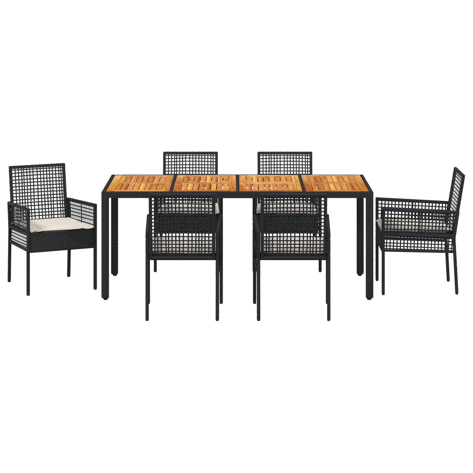 Set de dining pentru grădină 7 piese cu perne – ratan negru GartenMobel Dekor